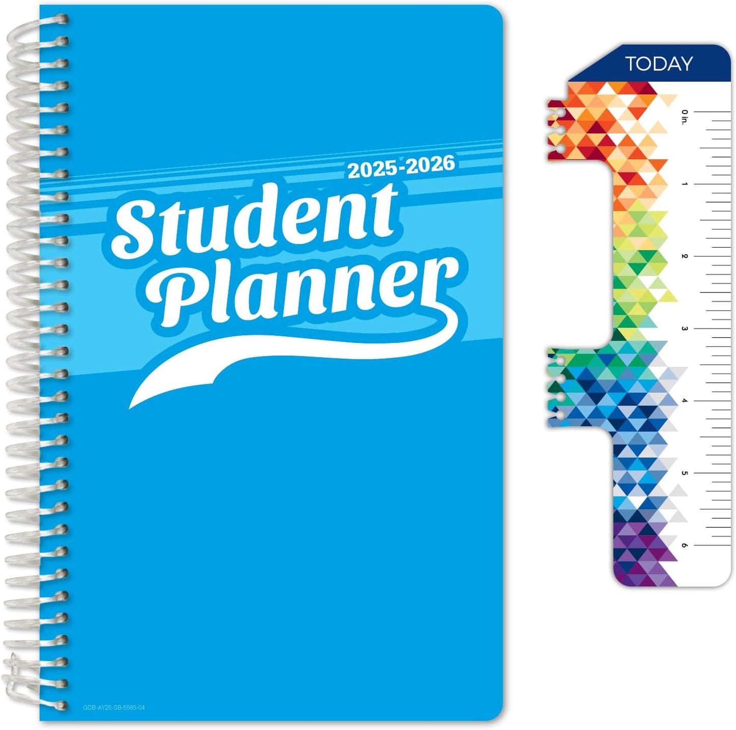 Global Datebooks Dated Middle School or High School Student Planner for Academic Year 2025-2026 Includes Ruler/Bookmark and Planning Stickers (Block Style - 5.5"x8.5" - Swoosh)