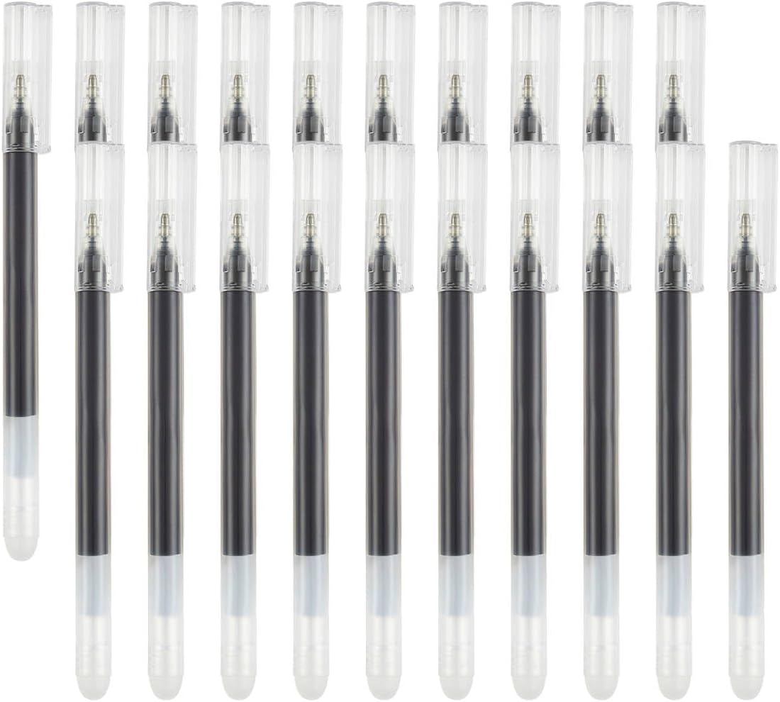 Volcanics Black Erasable Gel Ink Pens 20 Pack – Smooth Writing Heat Erasable Gel Pens with Cap, No Refill Needed, No Smudge, Ideal for School, Office, Journaling, Sketching, Note Taking