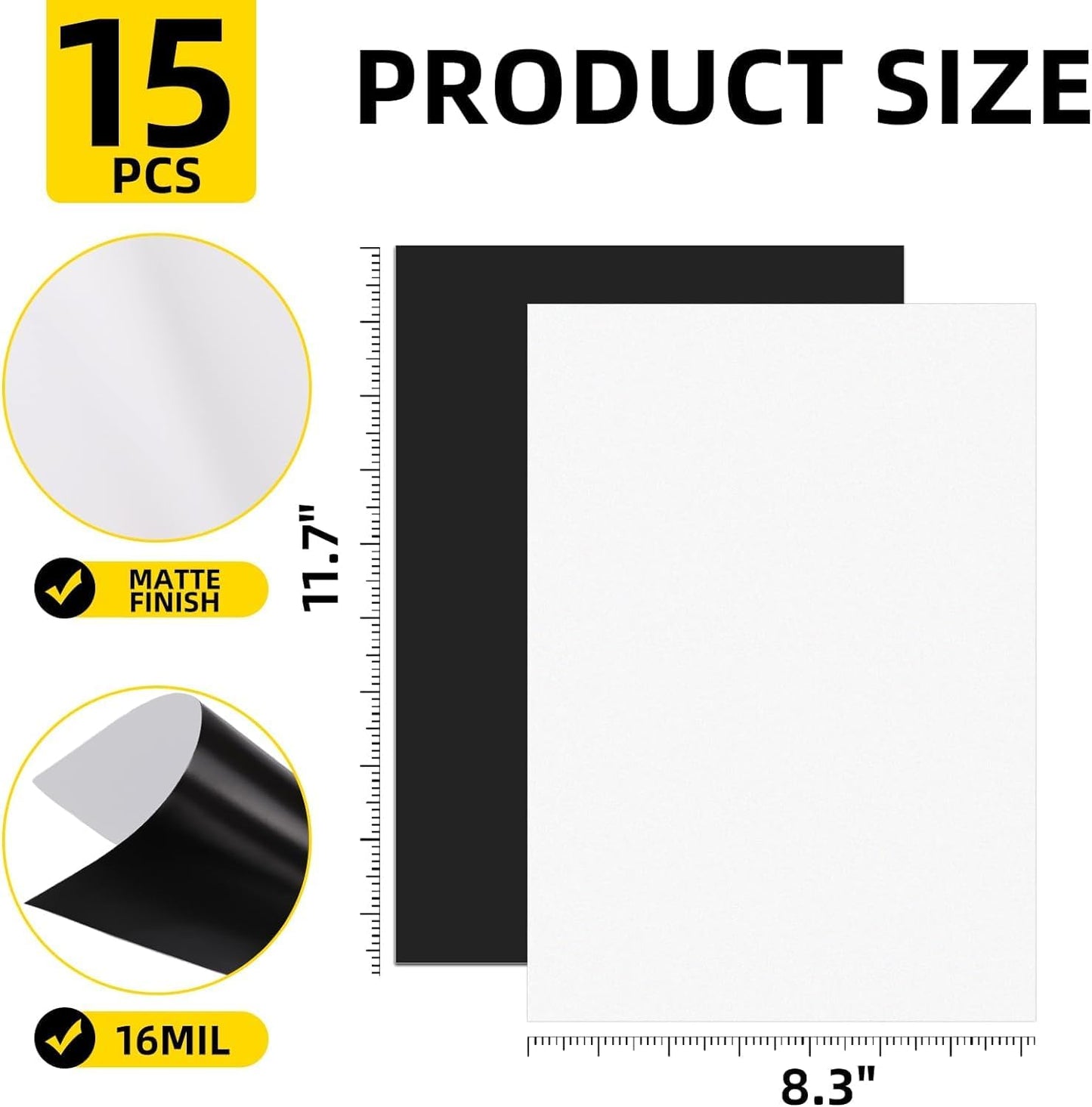 DIYMAG 15Pcs Printable Magnetic Sheets, 8.3x11.7inch Flexible Magnet Sheets Glossy Magnets Paper Non Adhesive Make Refrigerator Photo for Inkjet Printer, Photo Sheet for DIY Crafts