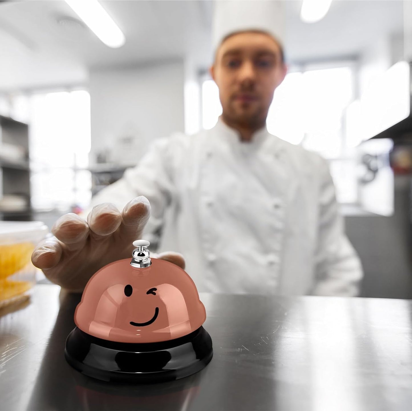 Tudomro 6 Pcs Call Service Dinner Bell for Desk Classroom Metal Smile Face Bell 3 Inch Diameter Anti Rust for Hotel Restaurant Office School Kitchen Bar(Rustic Colors)