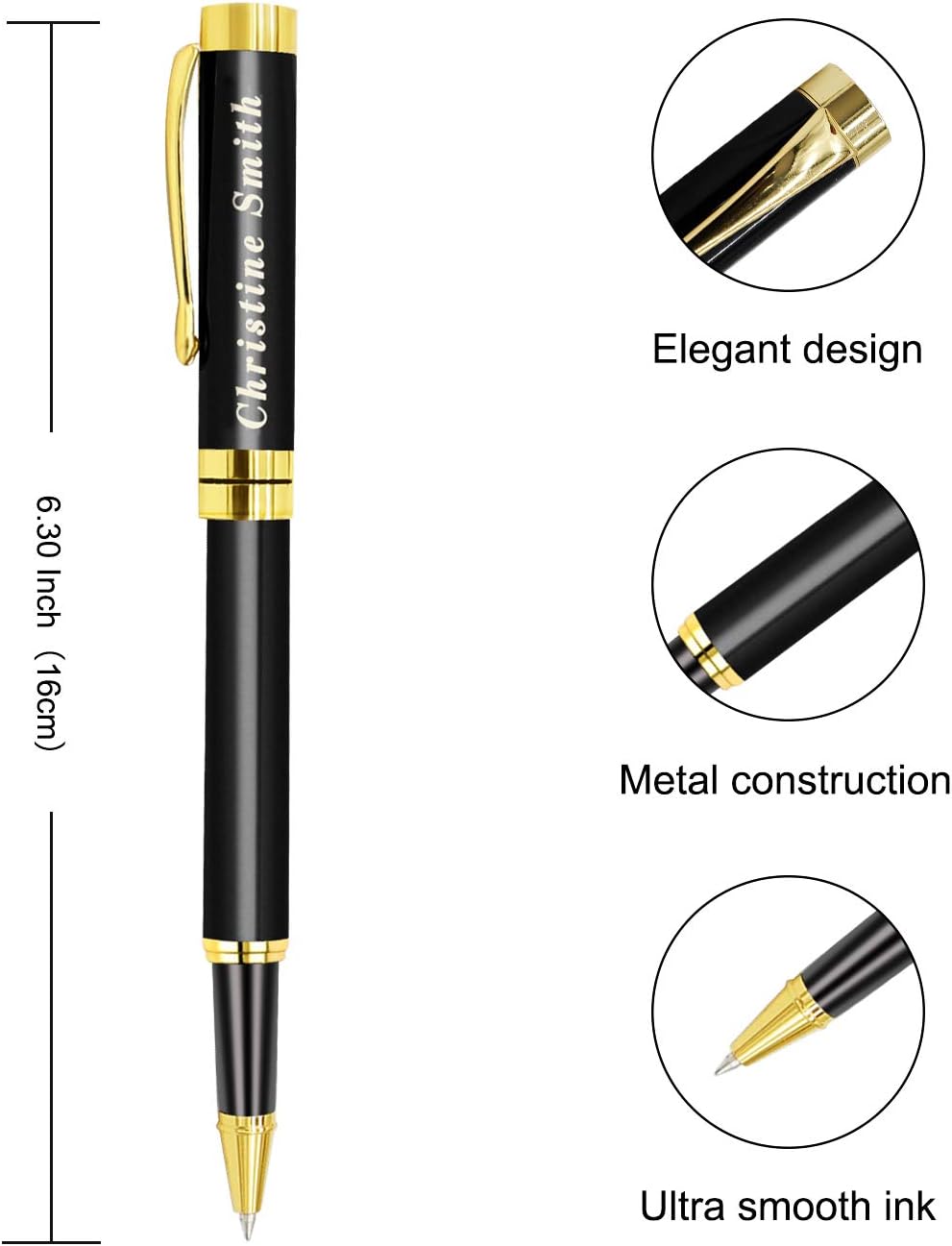 Amlion Personalized Pens Custom Engraved Pen with Name, Refillable Medium Refill, Personalized Gifts for Men Women