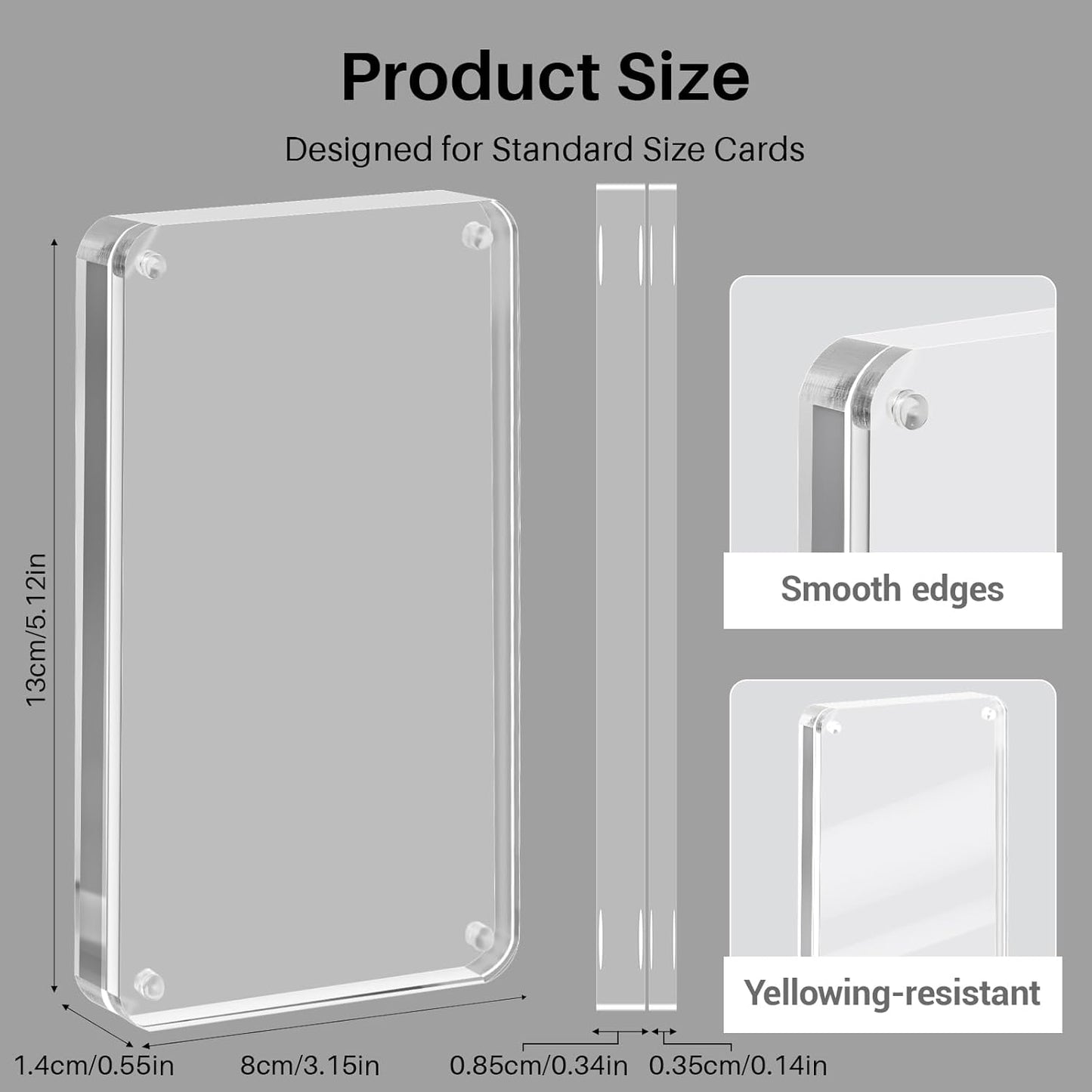 2 Packs Card Display Stand, Strong Magnetic Acrylic Trading Card Display Frames, Thickened Stable Support for Baseball & Sports Card Display Case with 2 Card Sleeve