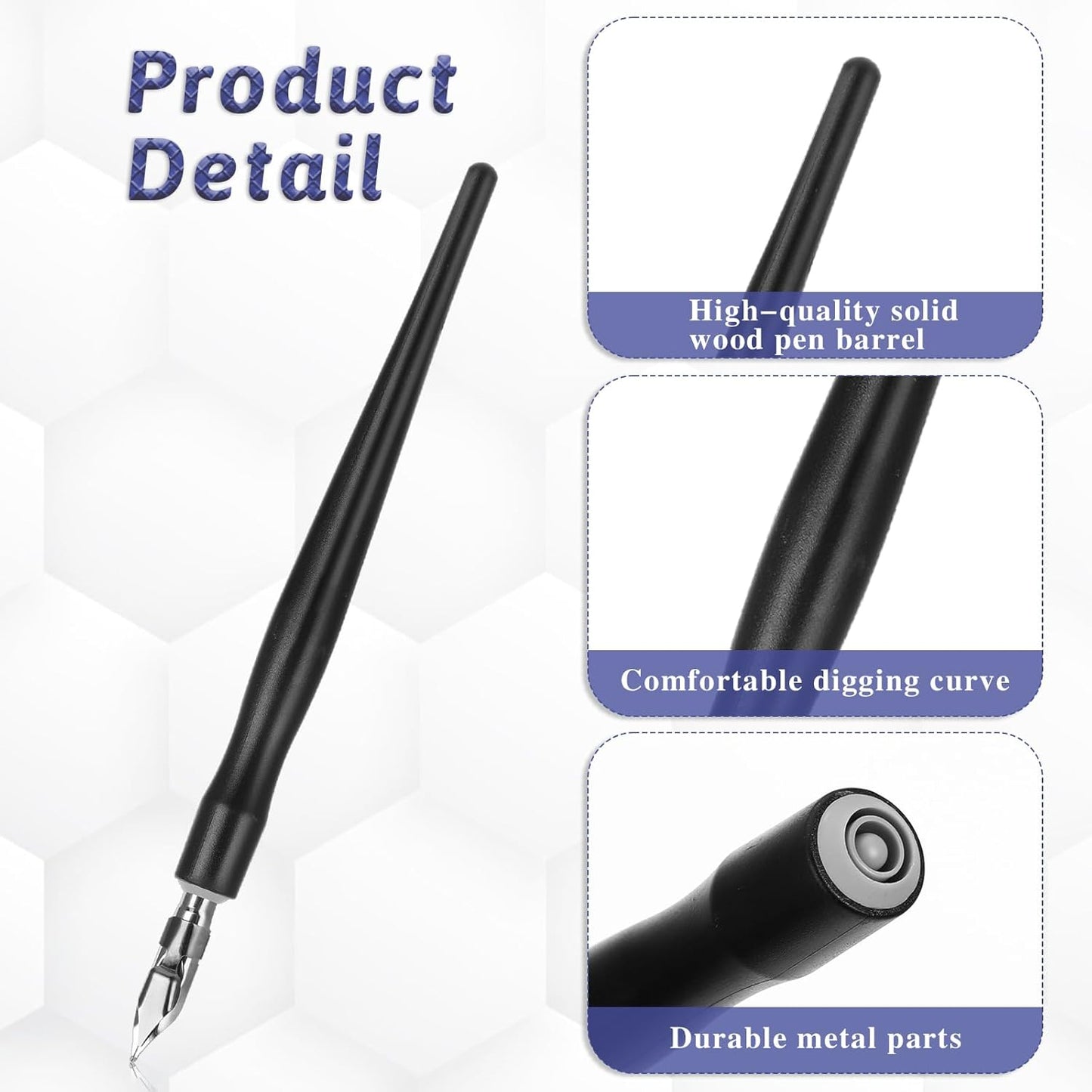 Oblique Calligraphy Pens Dip Set, Comic Pen Nib Set, Fluid Writer Pen, Calligraphy Dip Pen and Nibs Set Drawing with 5pcs Stainless Steel Pen Nibs Replacement Nibs Nib for Writing, Painting, Signing