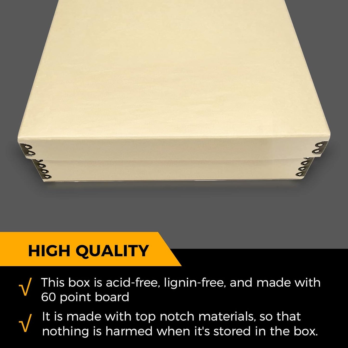 Golden State Art, Archival Storage Box, Acid-Free Drop Front Museum Box with Metal Edge for Storing Artwork Photos Documents Prints Arts And Crafts (11.75x17.75x3.75 Inches)