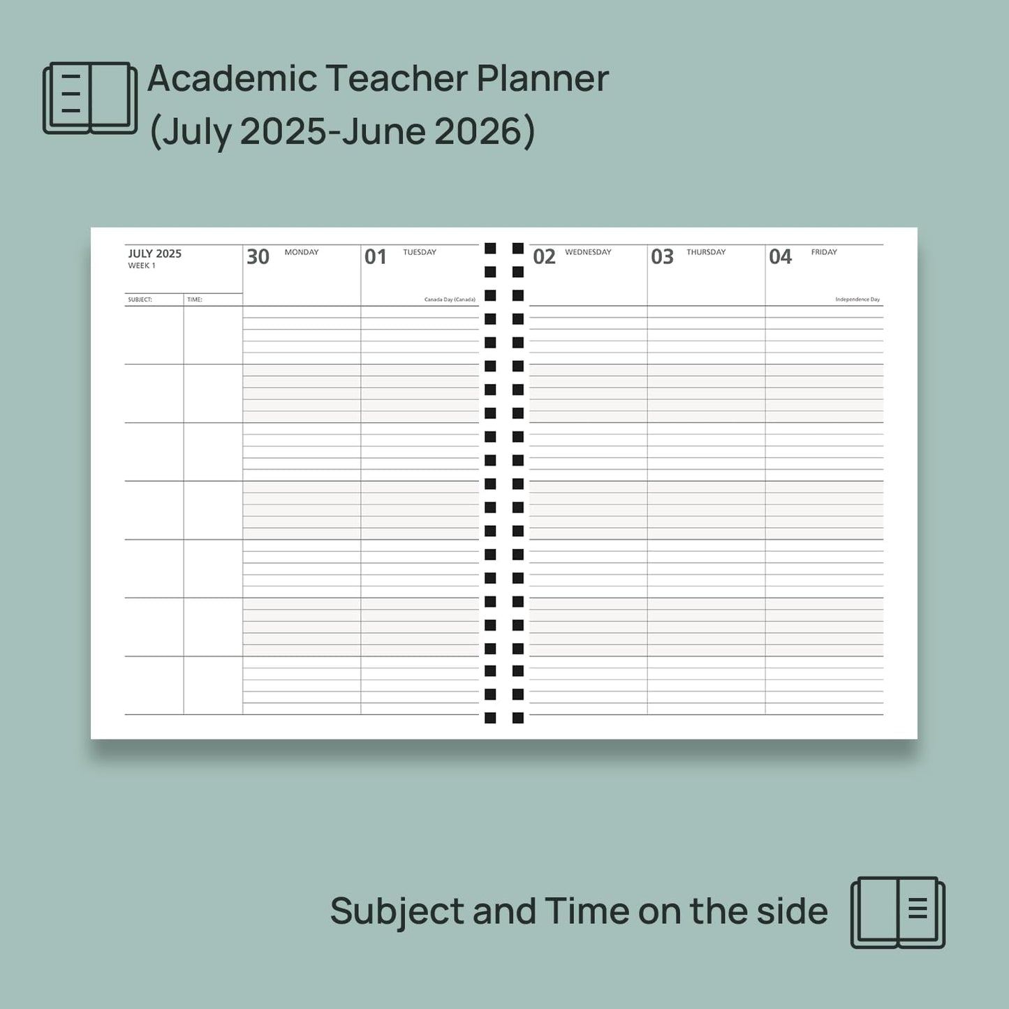POPRUN Teacher Planner 2025-2026, (Letter Size - 8.5'' x 11'') Academic Lesson Planner (July 2025 - June 2026), with Monthly Tabs, Thick Papers, 2-Sided Pocket, Leather for Teachers, Rose Gold