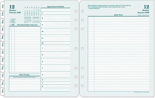 FranklinCovey - Original Two Page Per Day Ring-Bound Planner (Jan 2026 - Dec 2026, Monarch)