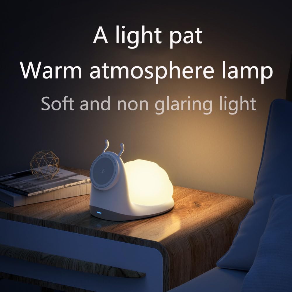 Cell Phone Magnetic Wireless Charger,Add Rechargeable Cute Snail Night Light for, 3 Level Dimmable, Suitable for Office and Room