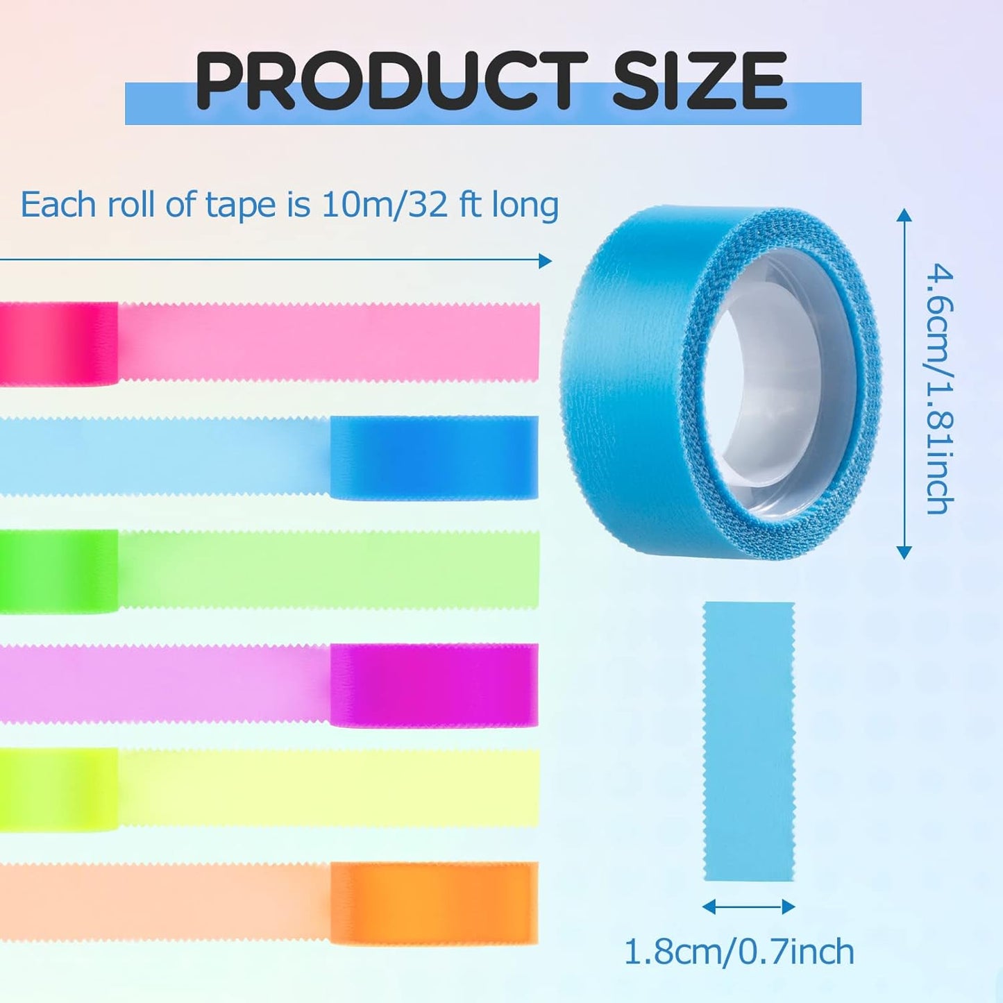 NEWEST 6 Rolls Highlighter Tapes, Removable Fluorescent Tapes Transparent Marking Sticker for Teachers Students Reading, 32 ft Per Roll, Neon