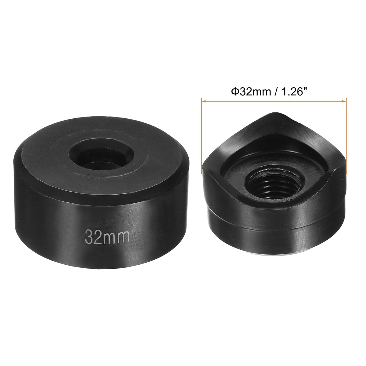 HARFINGTON Sheet Metal Punch Hole Punch 32mm Bearing Steel Precise Cutting Manual Knockout Kit with External Hex Shank for Metal Steel Plate Sink Stainless Steel, Black