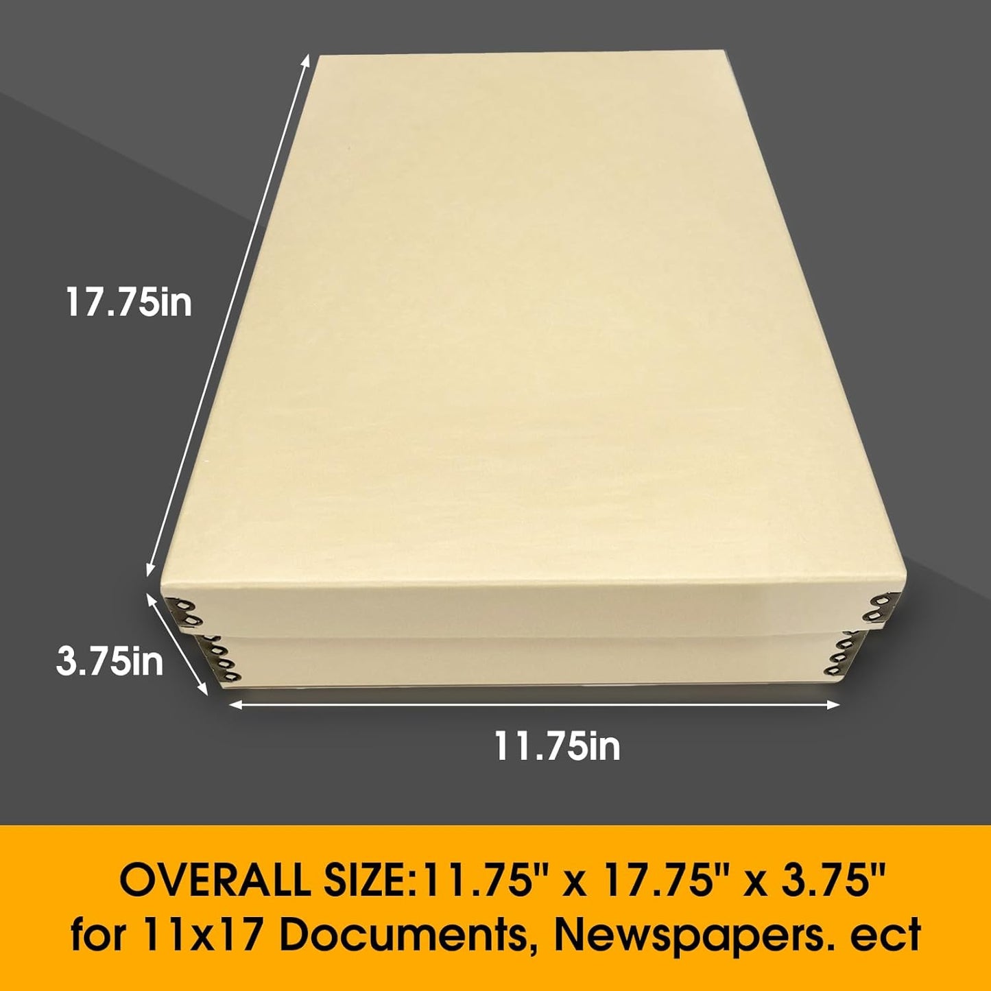 Golden State Art, Archival Storage Box, Acid-Free Drop Front Museum Box with Metal Edge for Storing Artwork Photos Documents Prints Arts And Crafts (11.75x17.75x3.75 Inches)