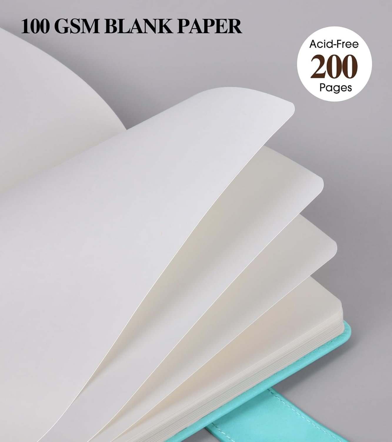 Blank Journal Notebook, A5 Hardcover Leather Sketchbook with 200 Pages Thick Blank Paper for Men Women, Unlined Drawing & Writing Journal, 5.9" x 8.4" Plain Notebook (blue)