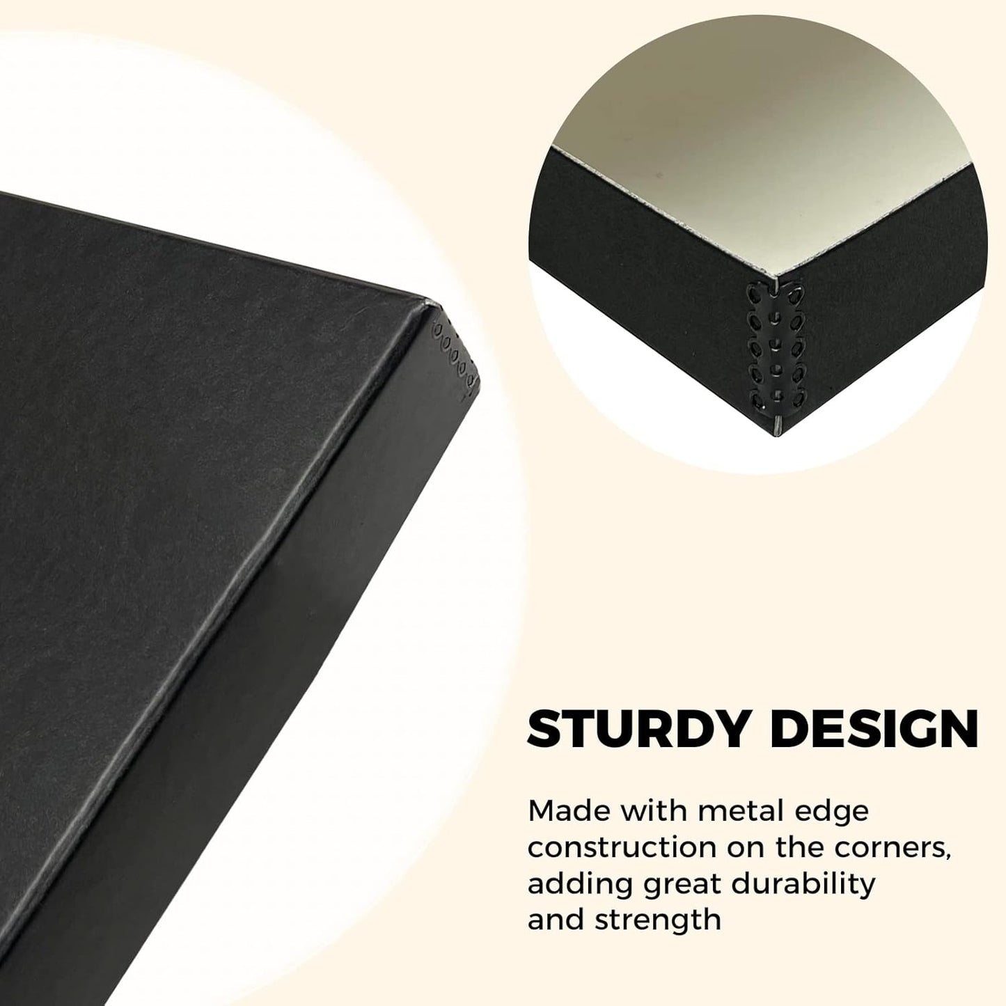 Golden State Art, Archival Folio Storage Box 13x19, Clamshell Design with Metal Edge, Preserve and Store Photos Documents Cards Prints Arts Crafts DIY, Black, Pack of 2