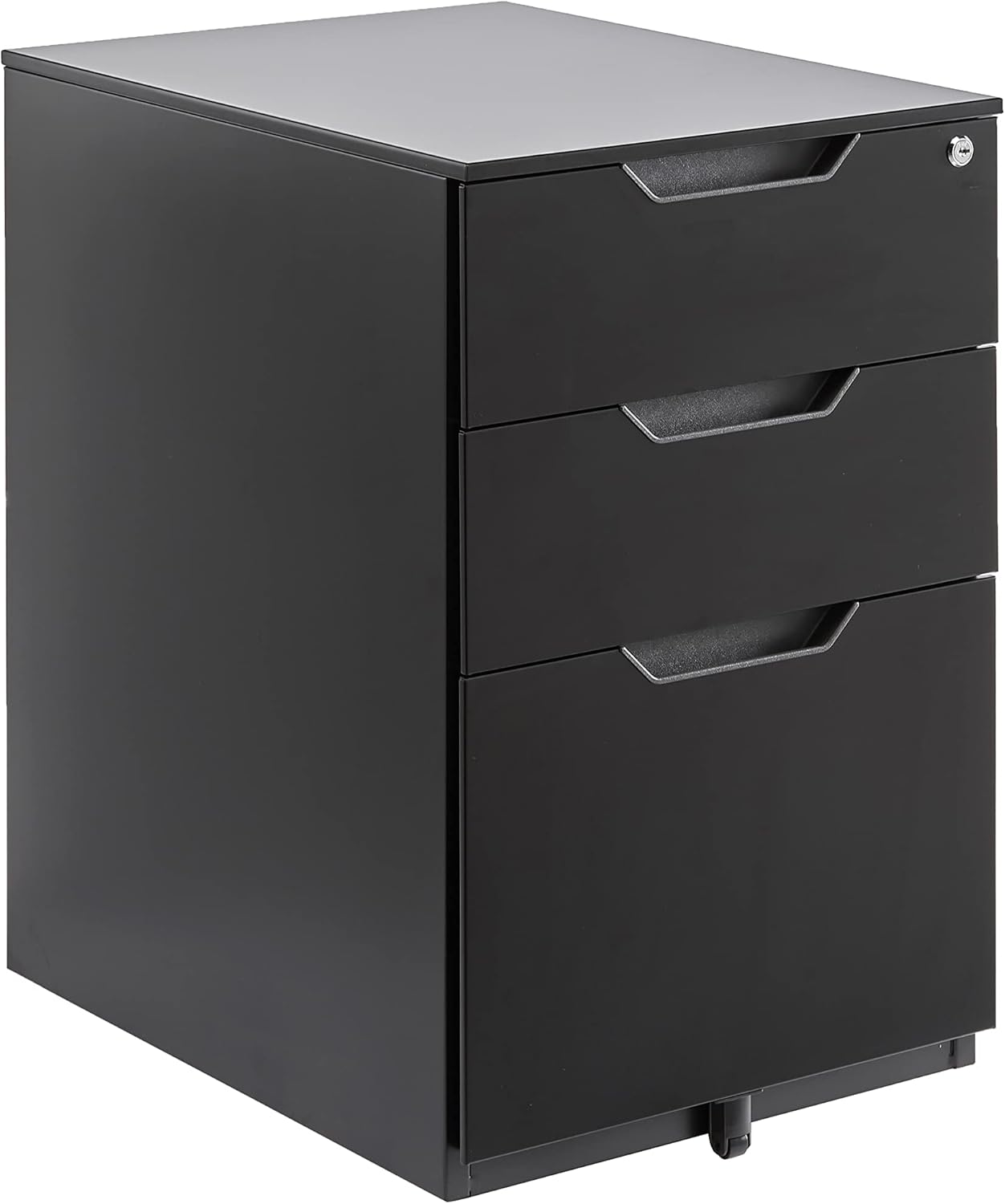 Amazon Basics 3 Drawer Mobile File Cabinet With Lock, Black, 20.71" D x 15.51" W x 24.29" H