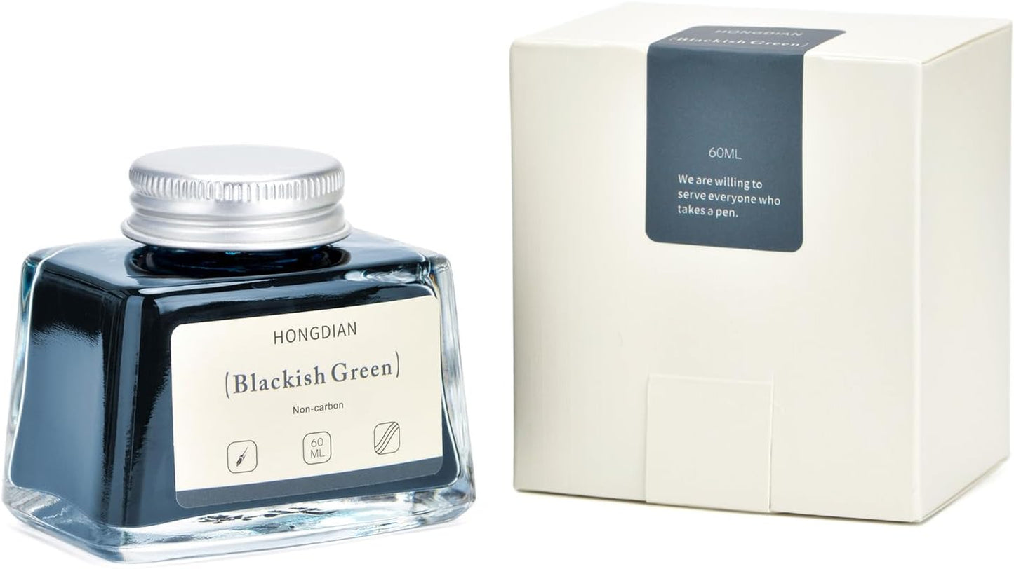 Asvine Hongdian Fountain Pen Bottled Ink Blackish Green, 60ml Fountain Pen Bottled Ink, Non Carbon