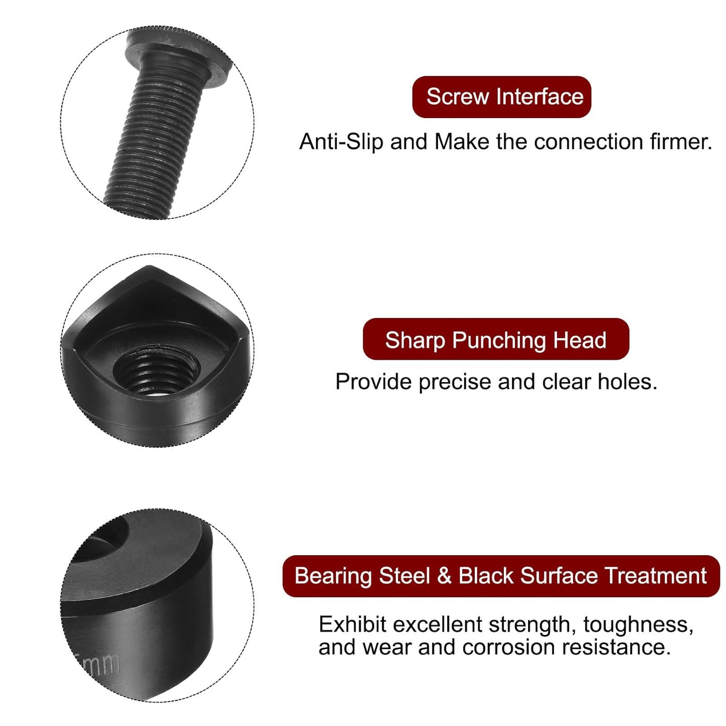 HARFINGTON Sheet Metal Punch Hole Punch 27.5mm Bearing Steel Precise Cutting Manual Knockout Kit with External Hex Shank for Metal Steel Plate Sink Stainless Steel, Black