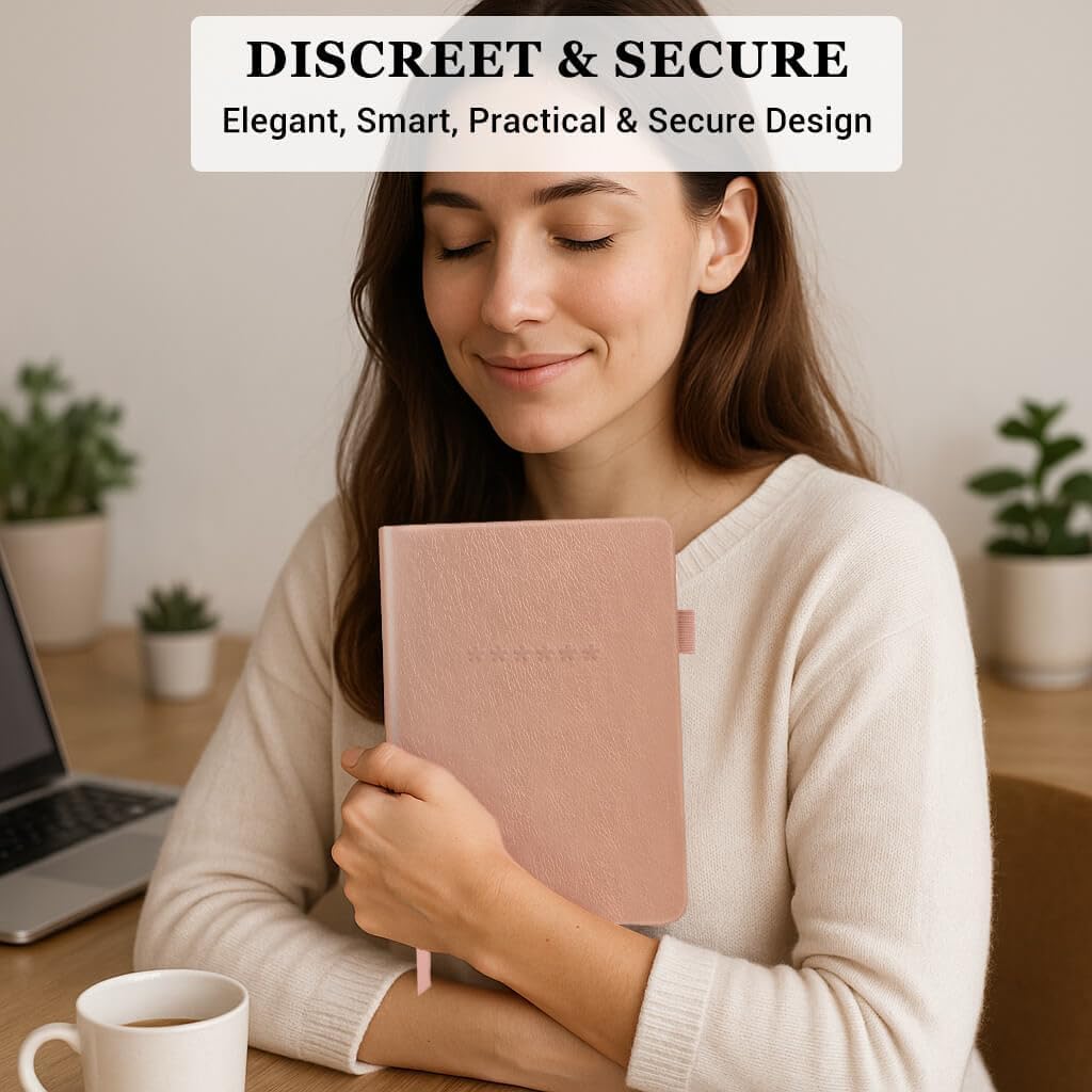 Password Book with Alphabetical Tabs – Hardcover Internet Address & Password Organizer – Password Keeper Notebook for Computer & Website – 5.2 x 7.6" Log-in Password Journal w/Thick Paper (Rose Gold)