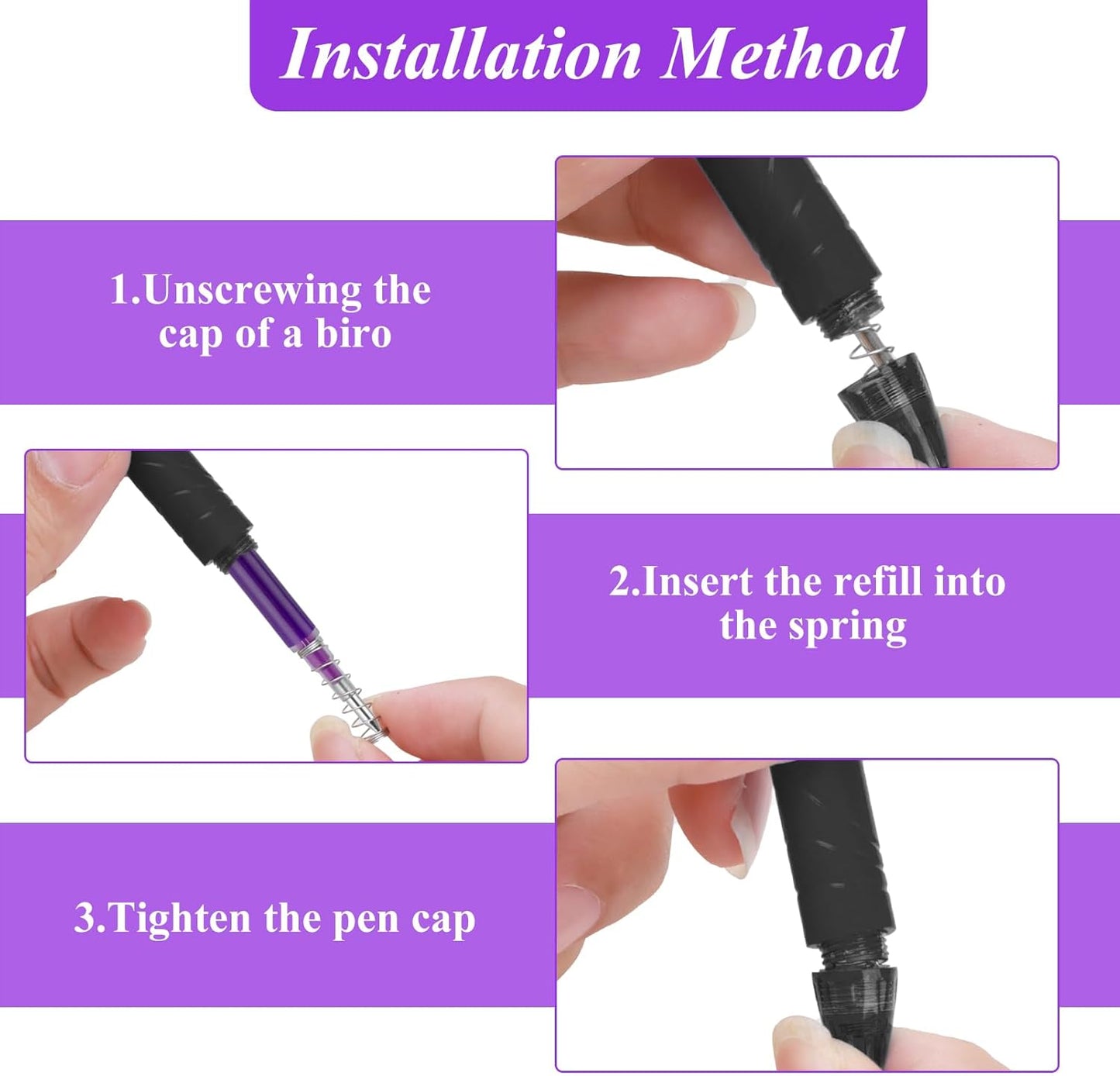 0.7 mm Erasable Gel Ink Pen Refills Compatible with Frixion Friction, Smooth Writing Multicolor Retractable Fine Point Pen Refill for School Office Home Art (Purple, 16)