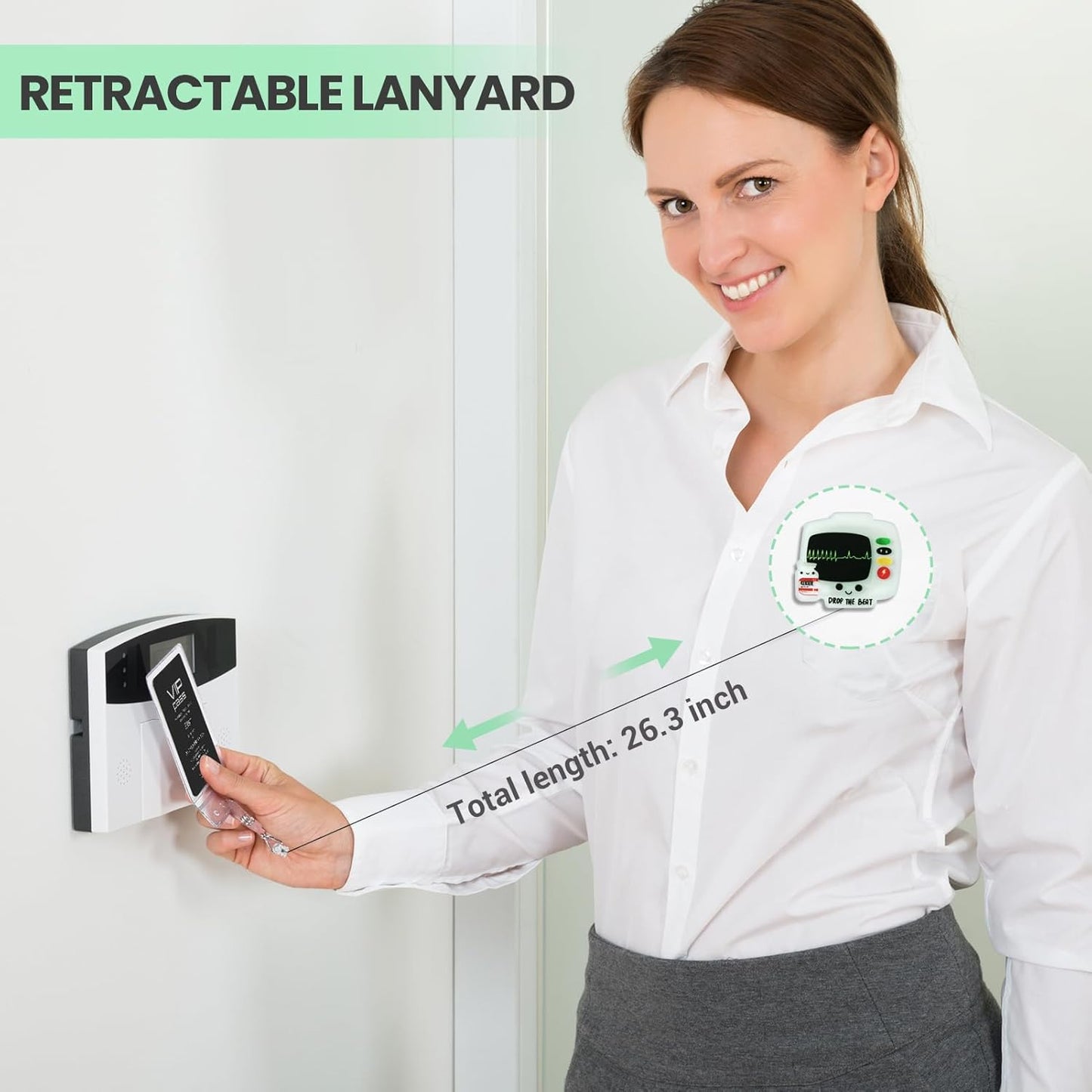 Funny Badge Reel, Drop The Beat Badge Holder, Cute Nurse Name Tag with Retractable Clip, Medical Worker ID Card Holders, Pediatric Nursing Accessories for Nurse Doctor Student Teacher Office