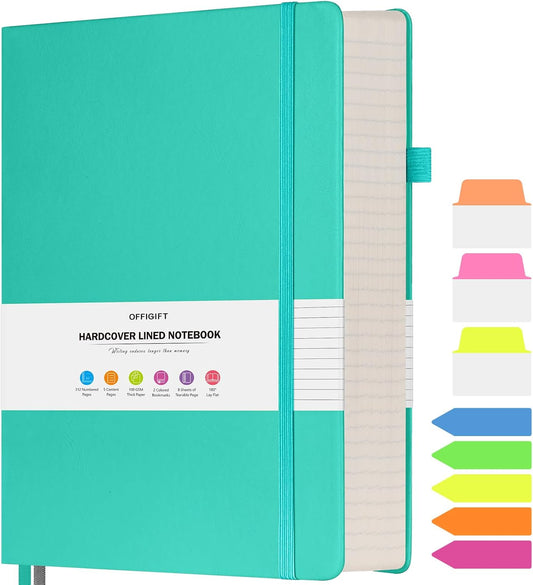 Lined Notebook Journal for Women Men, B5 College Ruled Notebook, 312 Numbered Pages Notebooks for Work, 100gsm Paper Daily Journal, Hardcover Vegan Leather Journals for Writing Office, Peacock Blue