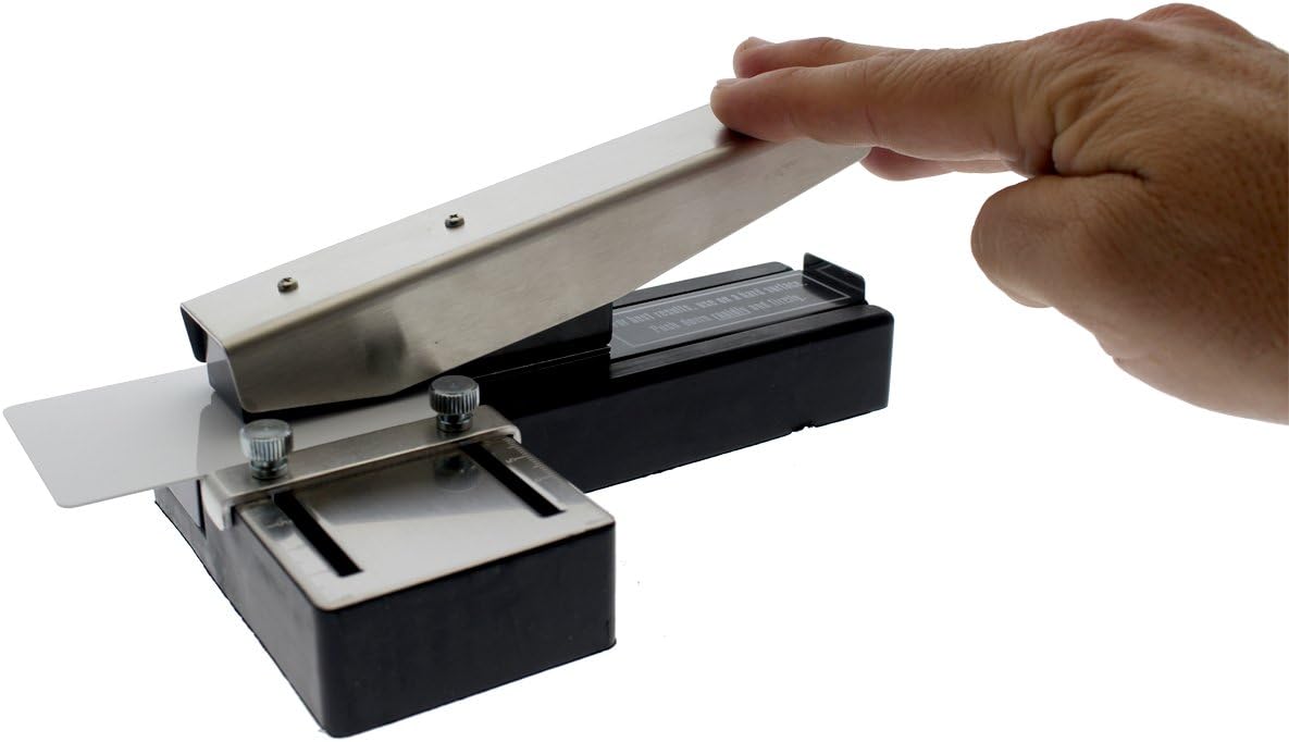 Heavy Duty Stapler Style ID Badge Slot Hole Punch (Rectangle) - with Adjustable Guides and Non-Skid Base for PVC & Plastic and Laminated Paper Cards by Specialist ID