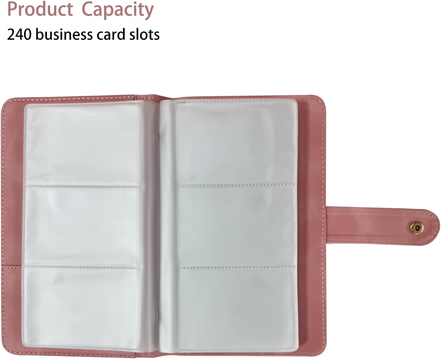 Leather Professional Business Card Holder Book Organizer, 240 Card Slots Capacity Booklet, Premium PU Name Cards Storage Folder with Soft Cover, Credit Card Binder Holder for Men/Women (Pink)