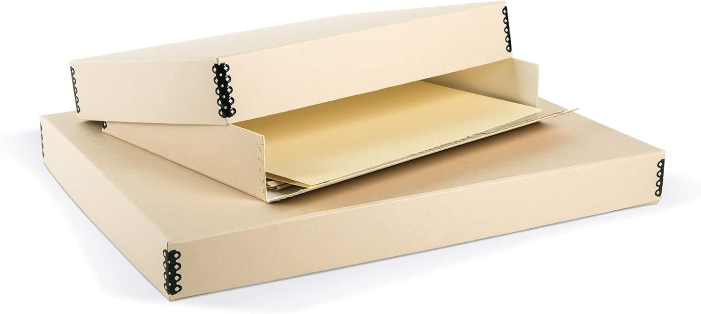 Gaylord Archival Tan Drop-Front Newspaper Preservation Box - 19W x 25L x 2 1/2" H