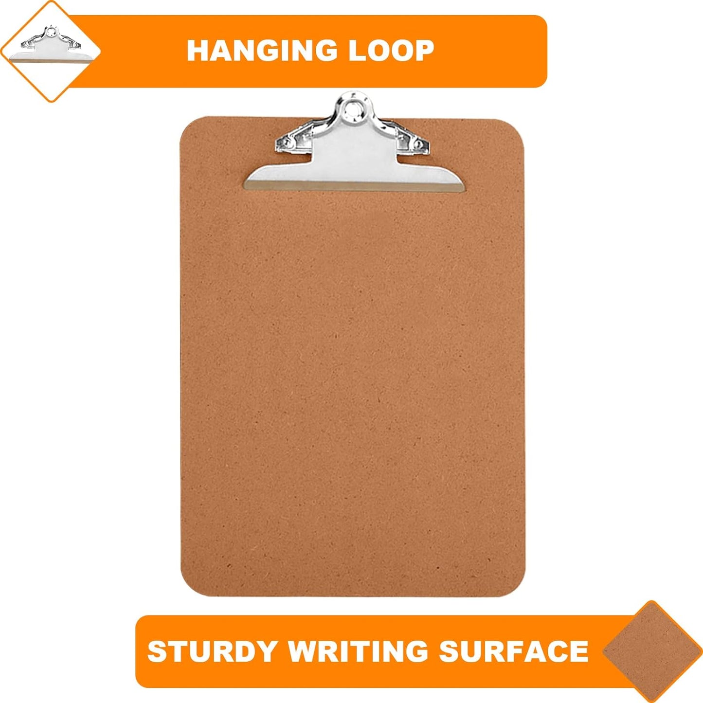 HERKKA 6 Pack Hardboard Office Clipboards - A4 Letter Size, ECO Friendly