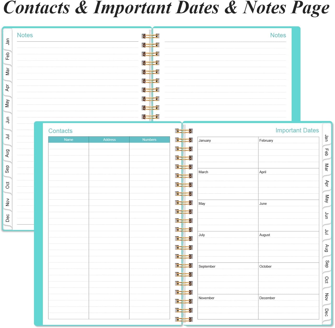 2026 Planner - Weekly and Monthly Calendar Planner from Jan 2026 - Dec 2026, Planner 2026 Spiral Bound with 12 Monthly Tabs, Inner Pocket, Perfect for School Office Supplies, 6.4" x 8.5", Teal