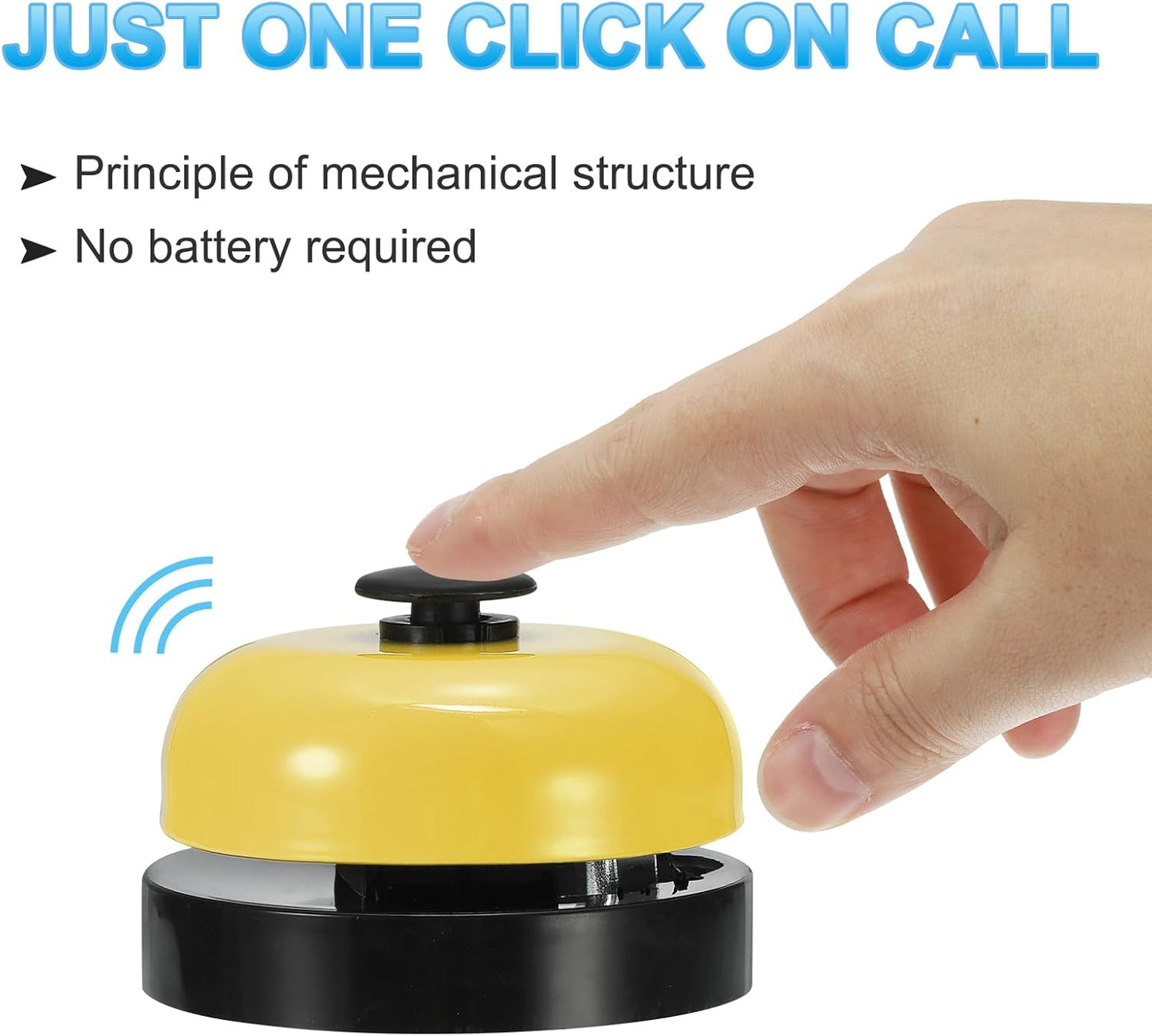 PATIKIL 4 Pcs Desk Call Bell 2.5" Dia with Metal Anti-Rust Construction Black/Yellow