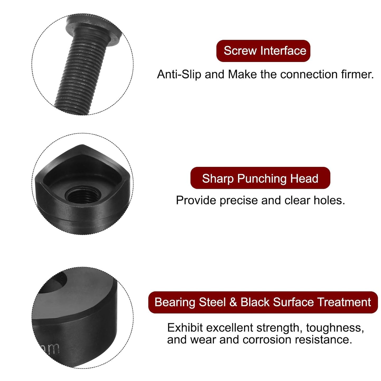 HARFINGTON Sheet Metal Punch Hole Punch 45mm Bearing Steel Precise Cutting Manual Knockout Kit with External Hex Shank for Metal Steel Plate Sink Stainless Steel, Black