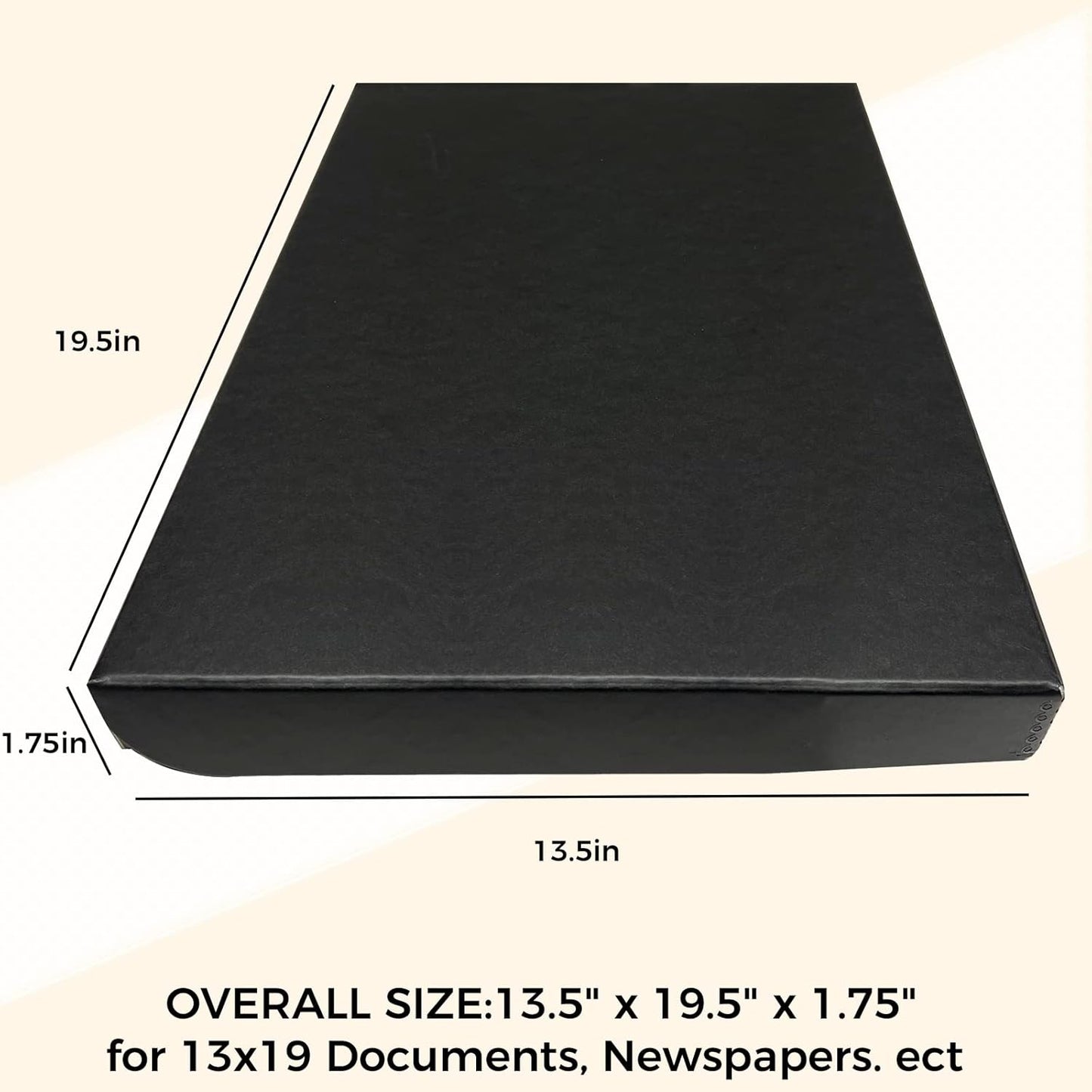 Golden State Art, Archival Folio Storage Box 13x19, Clamshell Design with Metal Edge, Preserve And Store Photos Documents Cards Prints Arts Crafts DIY, Black