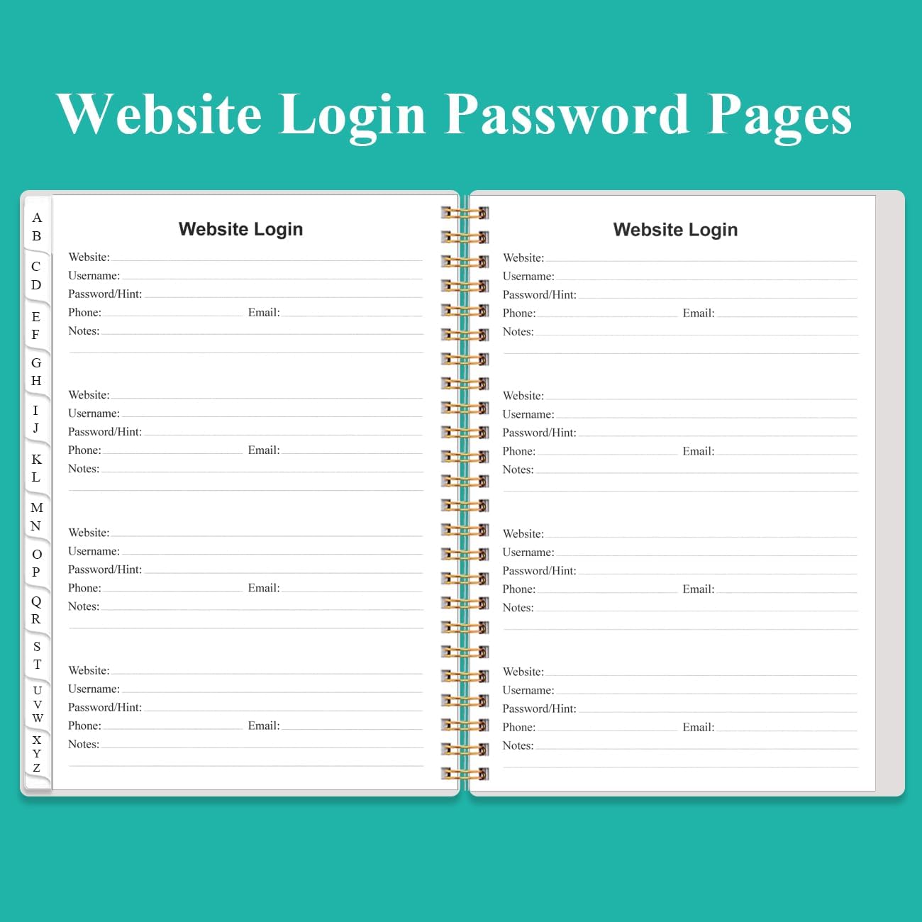 Address Book with Alphabetical Tabs - A5 Telephone & Address Book with Address Contacts, Special Date, Phone, Birthday & Internet Login Password for Home and Office, 6.2" x 8.5", Teal Flowers