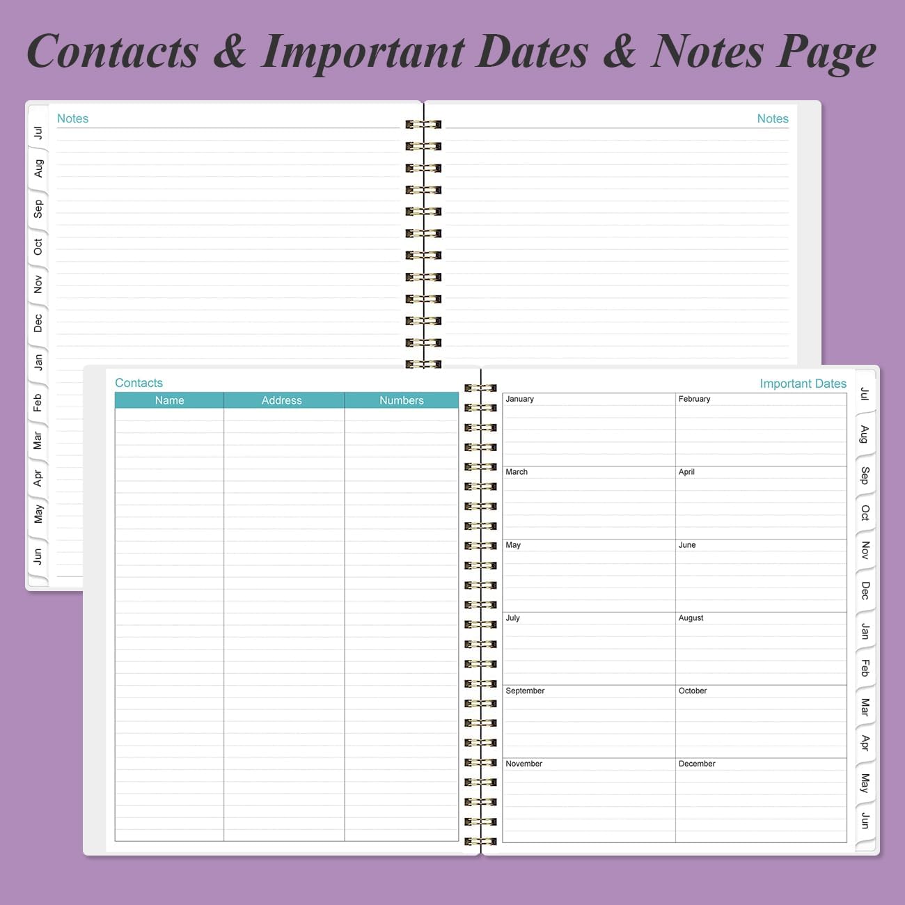 2025-2026 Planner - Academic Planner 2025-2026 from July 2025 to June 2026 with 12 Monthly Tabs, Flexible Cover, Inner Pocket, 8.5" x 11", Purple