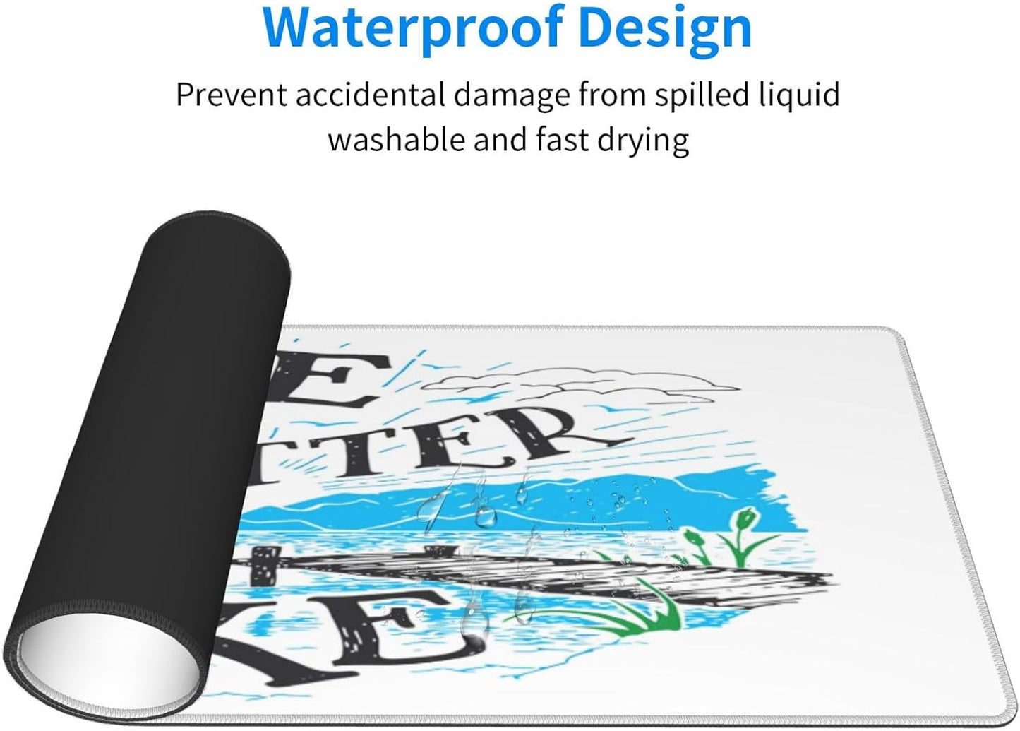 Life is Better at The Lake Mouse Pad, Large Big Gaming Mouse Pad Desk Pad, Mousepad with Non-Slip Rubber Base, Extended XXL Mouse Mat for Computer Laptop Office Accessories