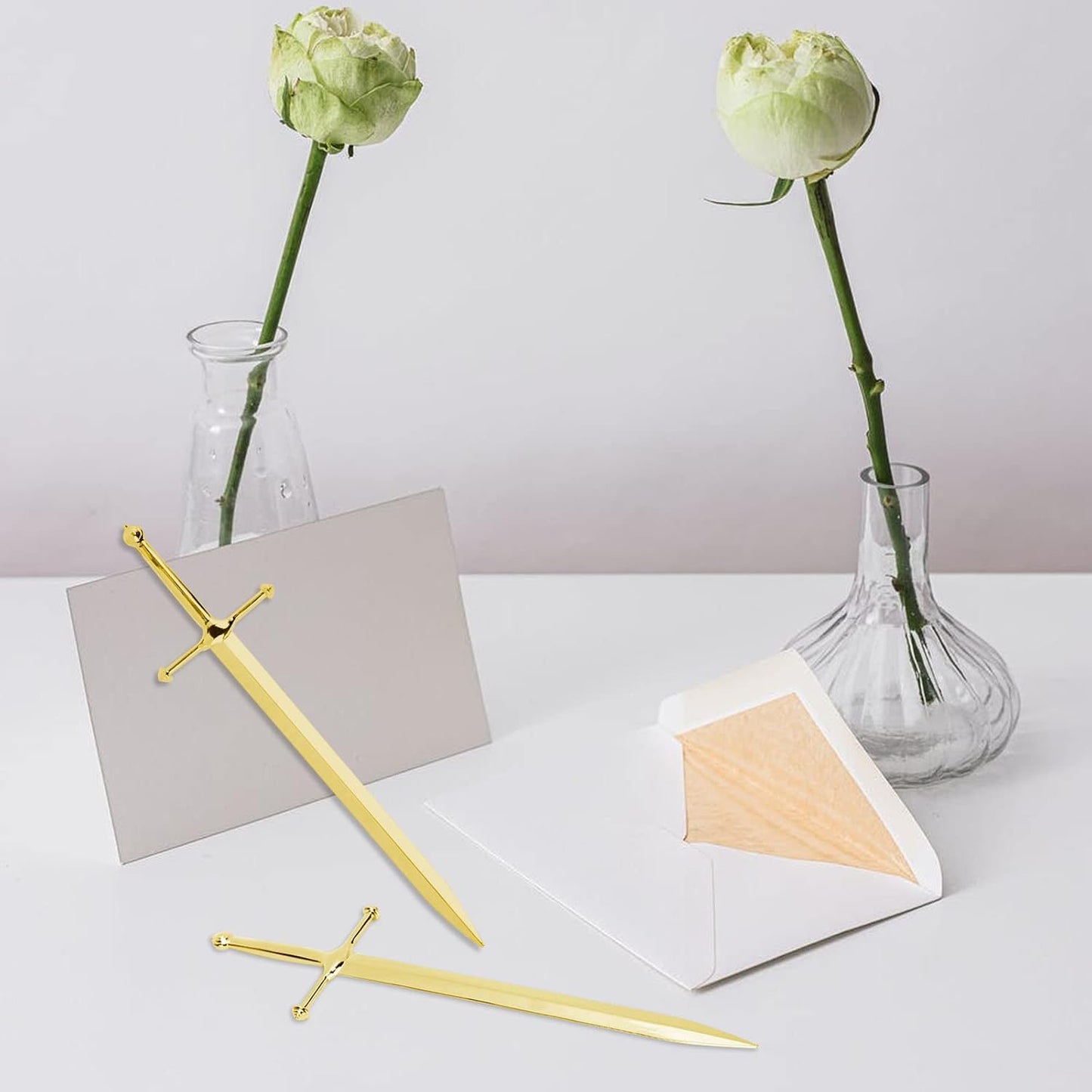 Metal Letter Opener Office Letter Opener Knife Metal Plated Envelope Opener Ergonomic Grip Handle Practical Ornamental Letter Opening Tool (Golden)