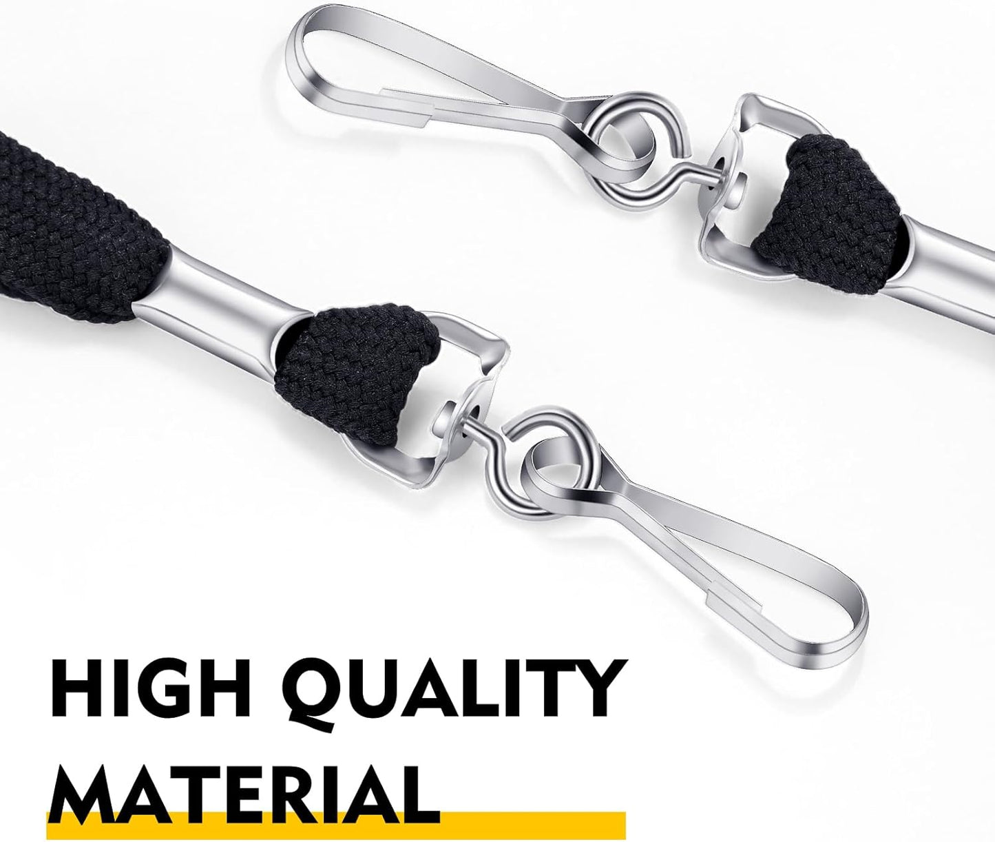 Honoson Badge Lanyard with J-hook Bulk Safety Flat Lanyards 19.5 Inches Black Soft Woven Neck Lanyards for ID Badges Name Tag