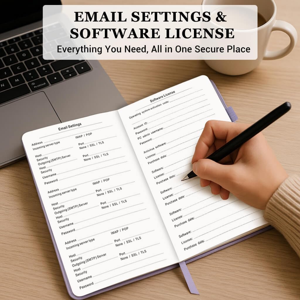 Password Book with Alphabetical Tabs – Hardcover Internet Address & Password Organizer – Password Keeper Notebook for Computer & Website – 5.2 x 7.6" (Lavender)