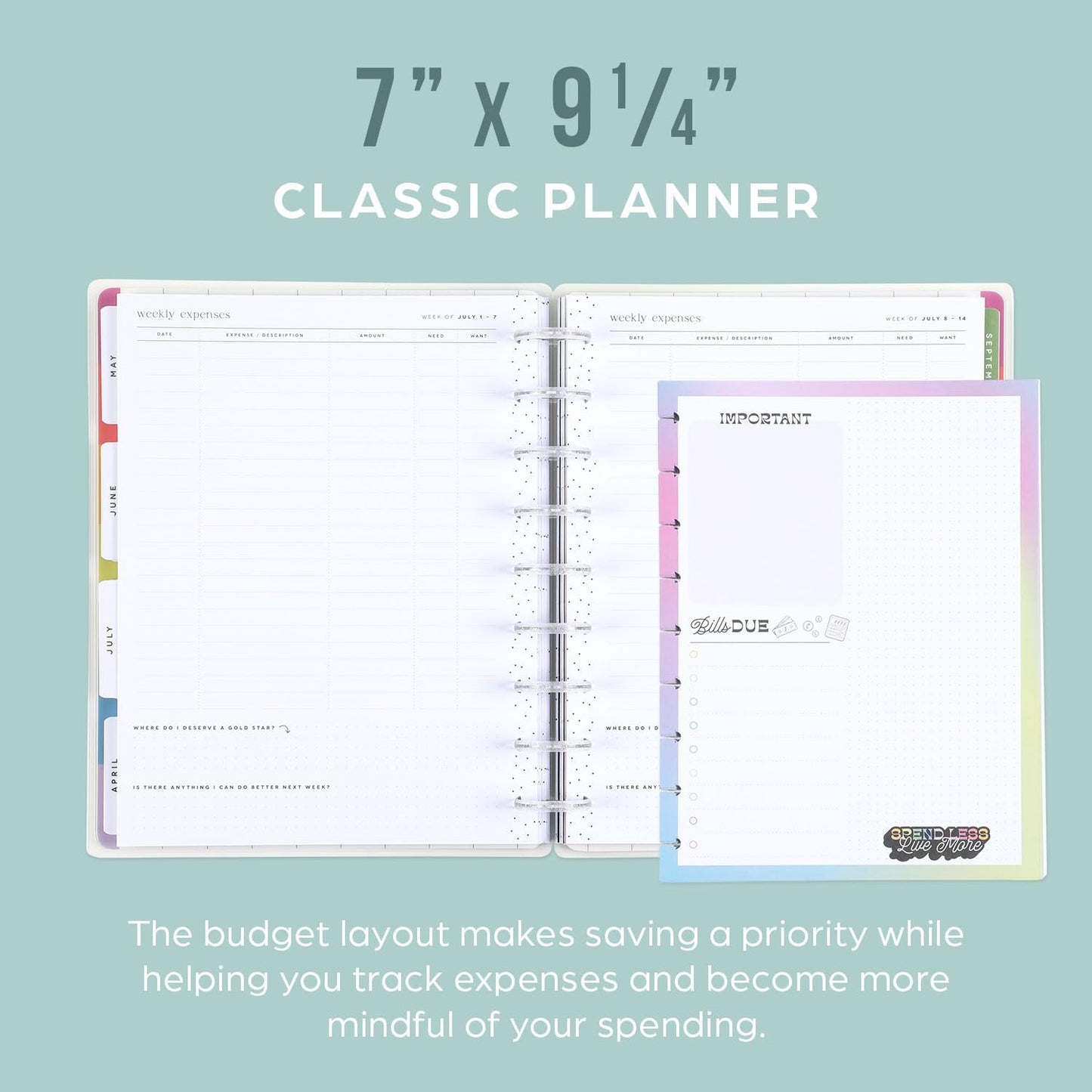 Happy Planner 12 Month Planner Box Bundle– Jan 2024 – Dec 2024 – Budget Layout – Includes 12 Month Dated Classic Size Planner, Block Pad Paper & 30 Sheet Sticker Book – Bright Budget Theme