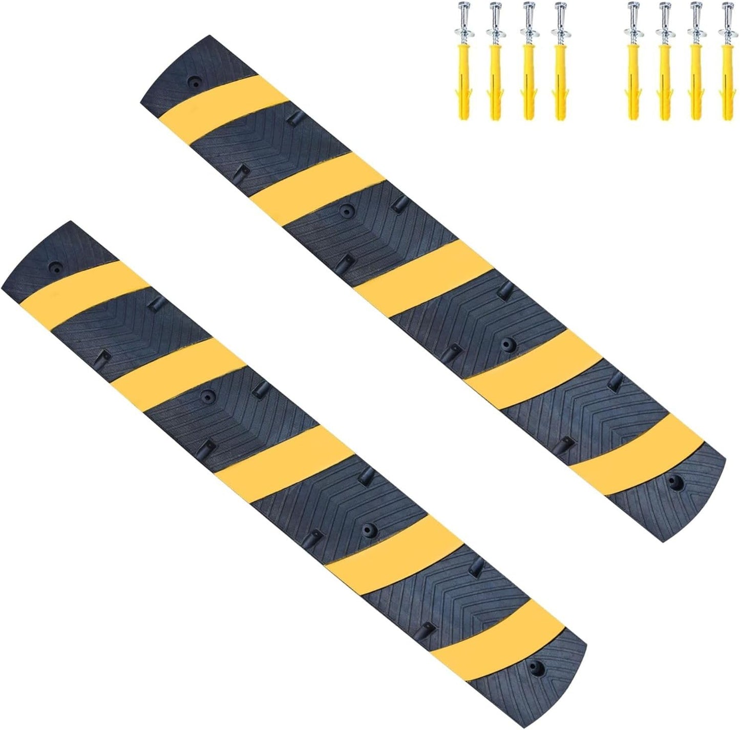 2 Pack 72 Inch Heavy Duty Rubber Speed Bump Ramp – Cable Protector, Driveway Garage Road Parking Lot Safety Control, Durable Anti-Slip Traffic Hump