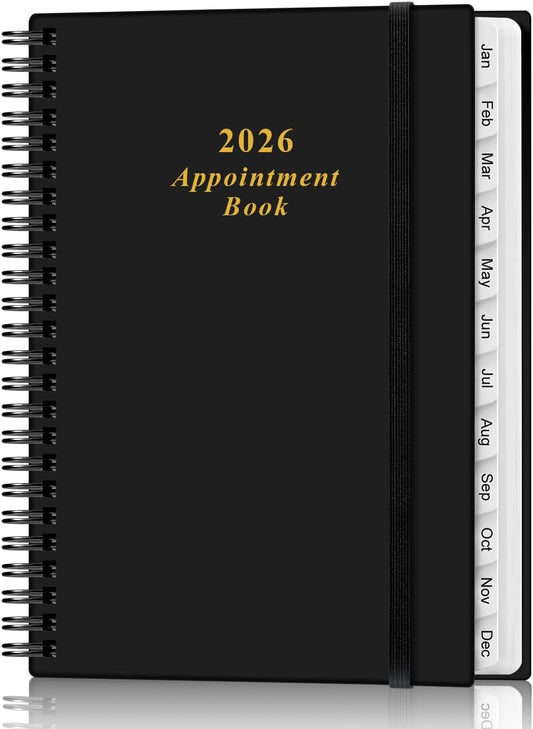 2026 Appointment Book & Planner - 2026 Daily Hourly Planner from January 2026 - December 2026, Weekly Appointment Book with 30-Minute Interval, Medium 6.4" x 8.5", Black-B