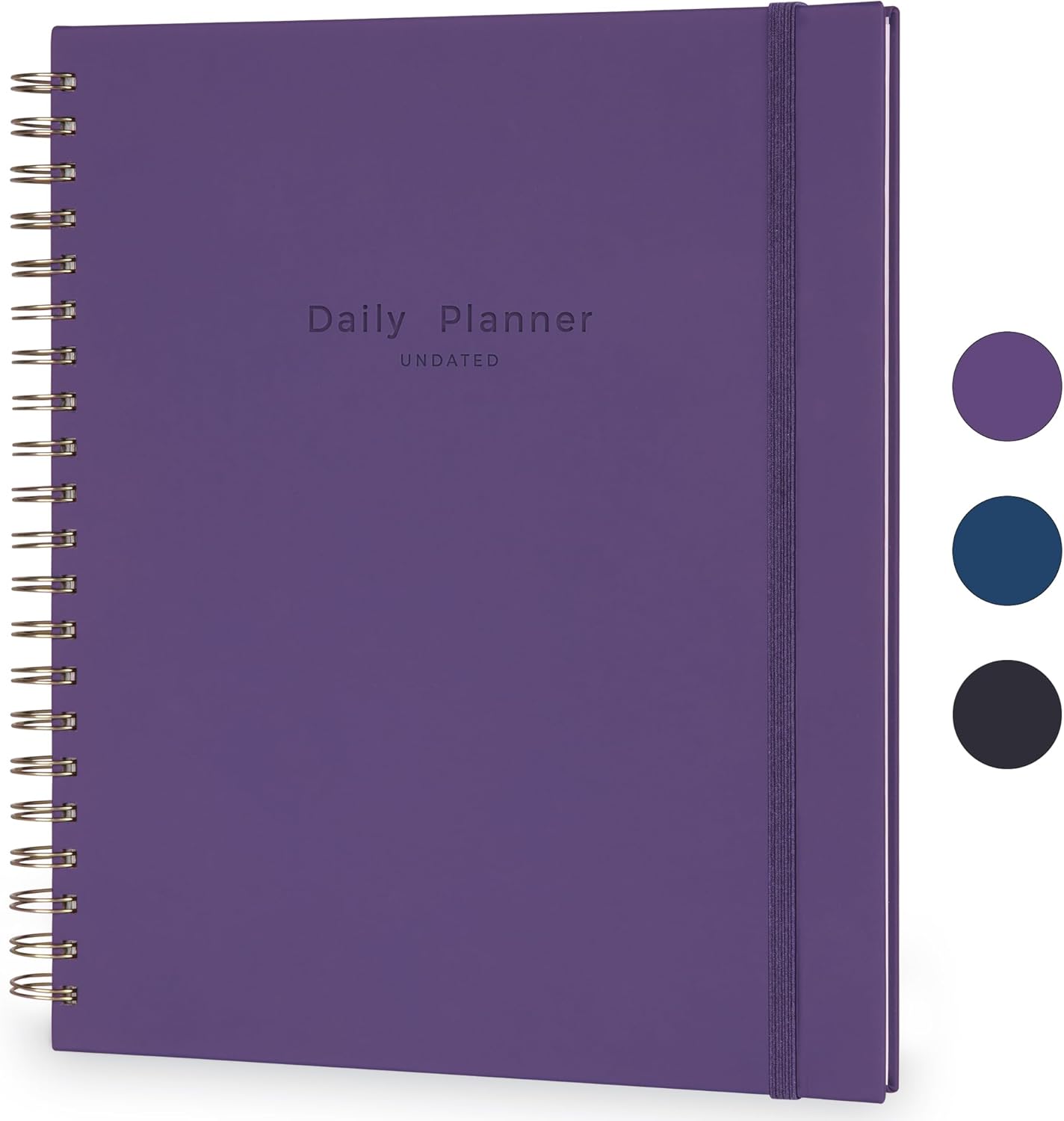 Undated Daily Planner To Do List Hourly Schedule 2027 2026 2025 Calendar & Holiday Habit Tracker 180 Pages Letter Size 8.5" x 11" Sheets Hardcover Wire-O Spiral Bound Notebook (Indigo)