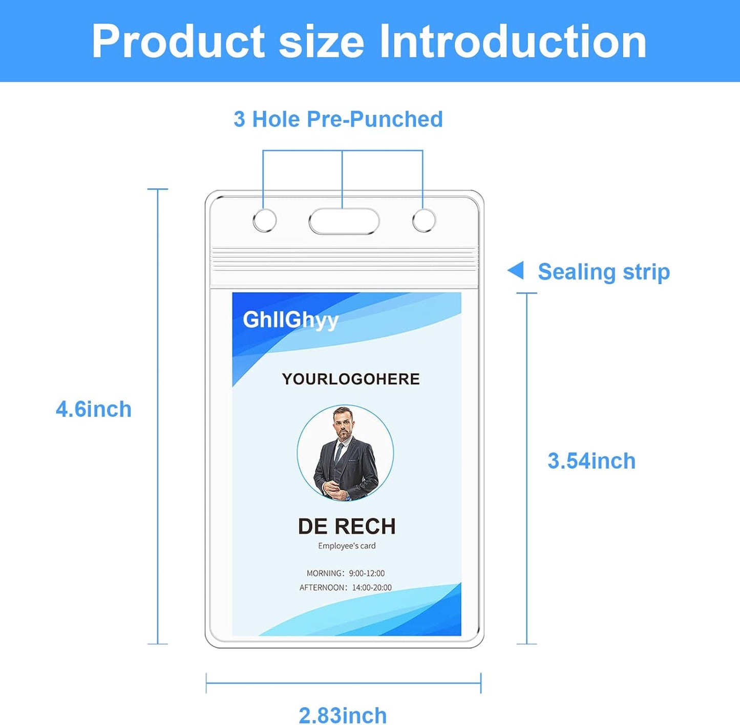 100 Pack Extra Thick Name Badge Holders, Heavy Duty & Sealable Waterproof Vertical ID Badge Holders, Durable Clear PVC Plastic Badge Sleeve for Credit Card/Shcool Work Badge/Room Key/RFID