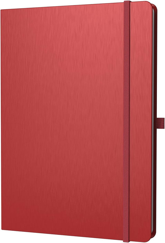 A4 Lined Journal Notebook, 8mm Ruled Notepad, Journaling for Writing, Work, School, Travel and Note Taking, Hardcover 160 Pages (80 Sheets) 8.27 x 11.6 inches (Red)