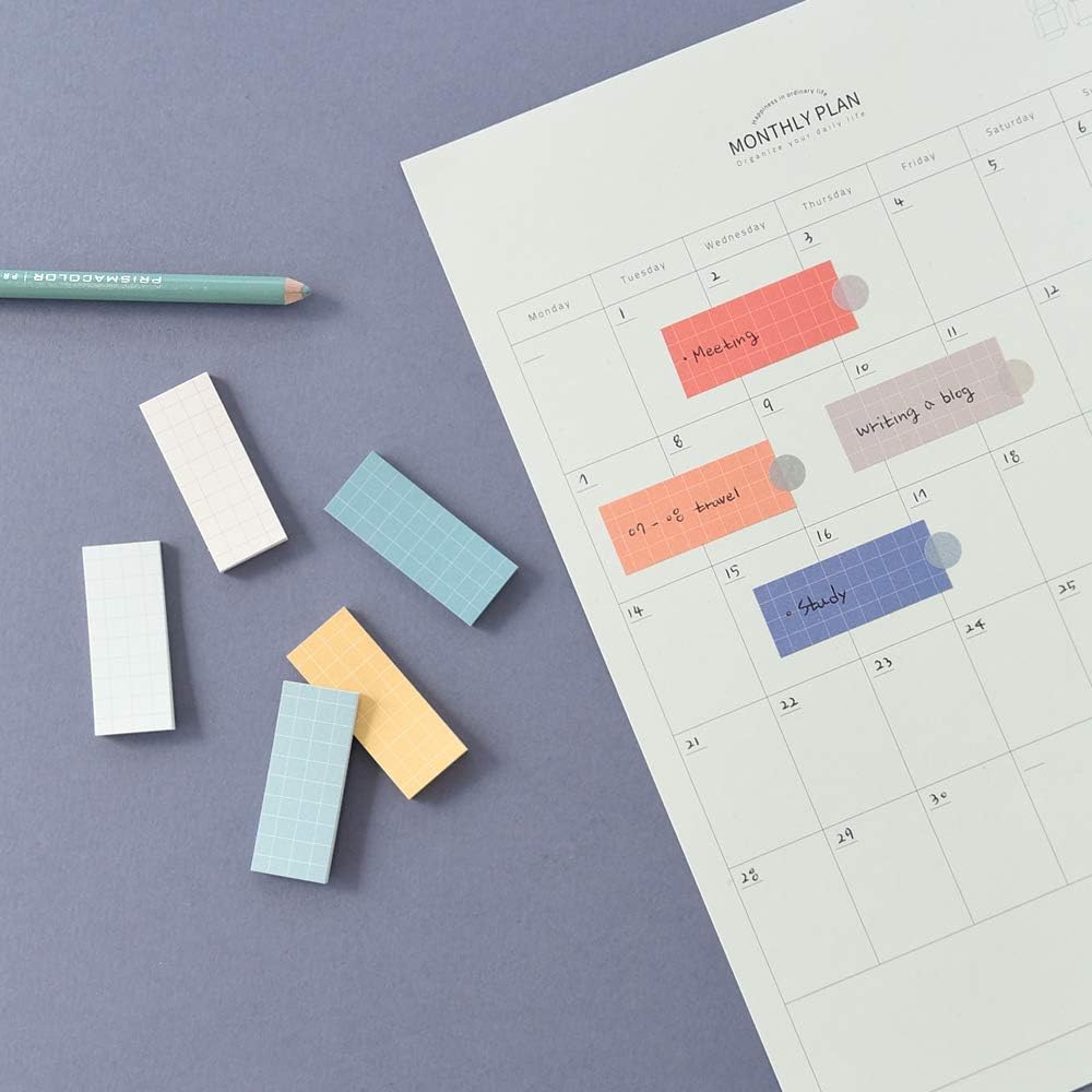 Monolike Color Palette Sticky Grid 500 A Set 4p - Self-Adhesive Memo Pad 30 Sheets