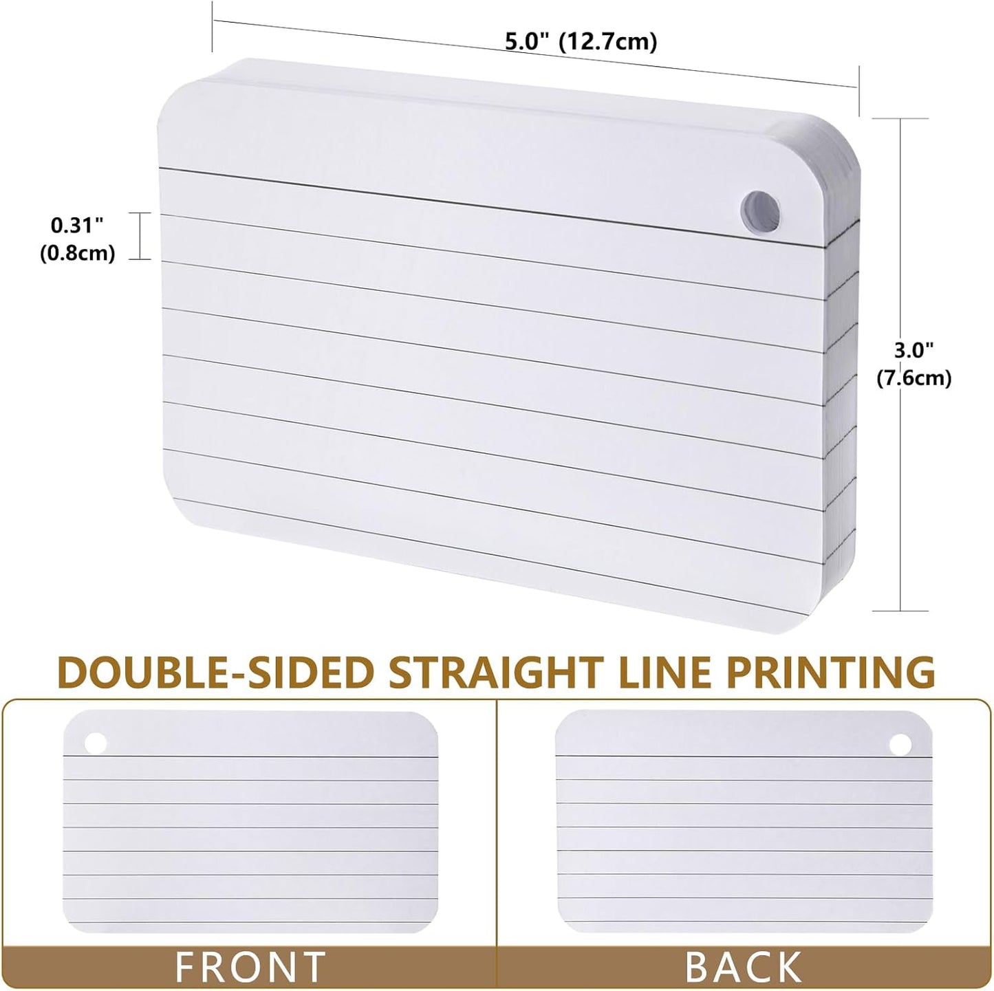6 Pack Lined Index Cards 3 x 5 Inches, 600 Pcs Colored Ruled Index Flashcards Lined Flash Cards with Rings for Study, Office and Home