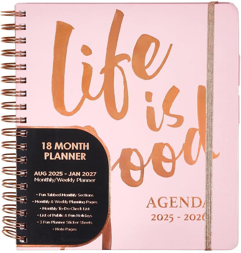 Votum August 2025 to January 2027 Large Back to School Academic Planner- Daily, Weekly & Monthly Organizer with Pens, Stickers, Sticky Notes, and a Sturdy Cover - Life is Good
