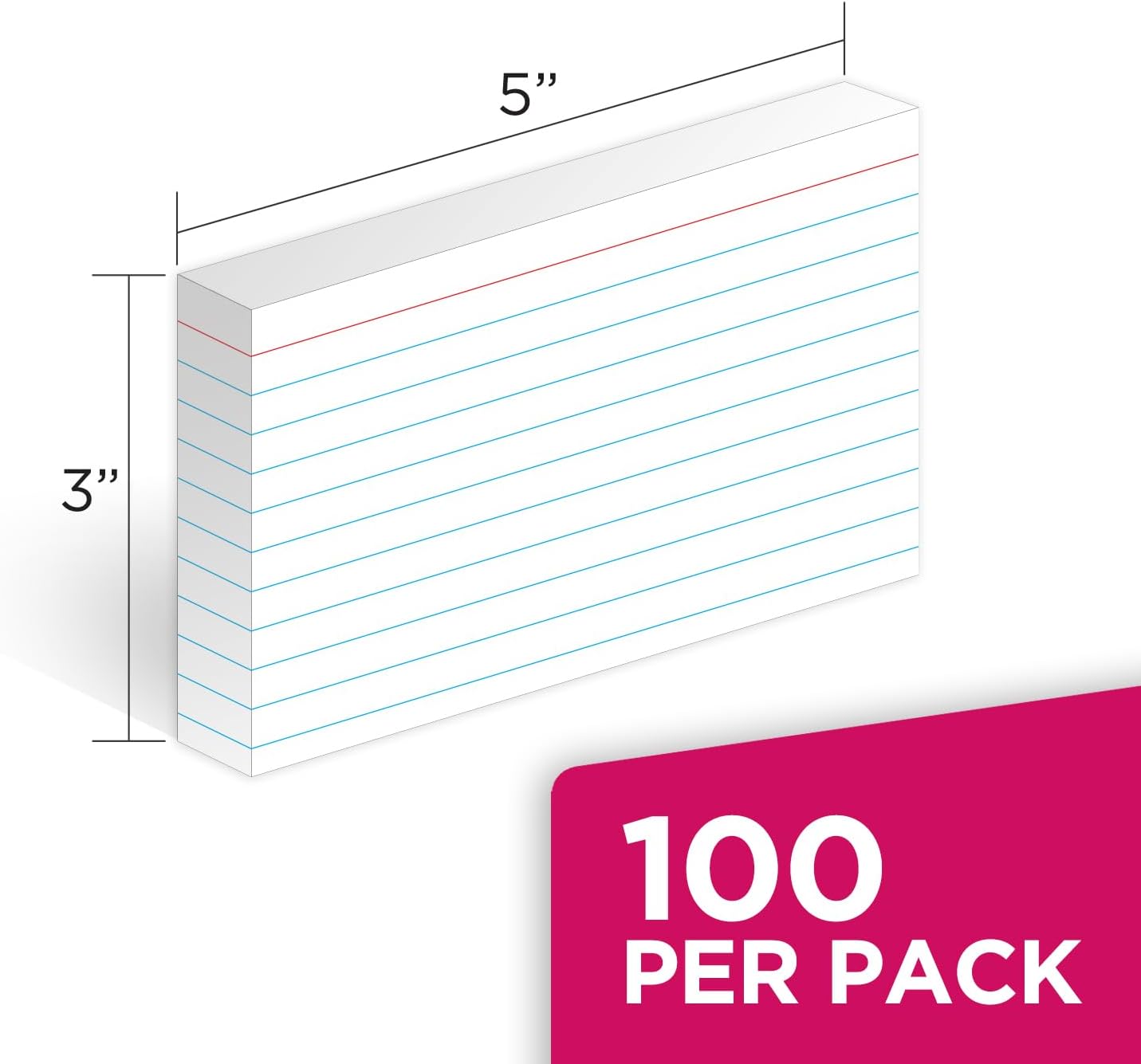 KAISA Lined Index Card 3"x5" Index Cards Flashcards, 2400 Count Ruled on Front, Blank on Back Index Cards, White 24 pack of 100 Shrink, Made in the USA