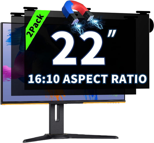 2 Pack Magnetic Hanging Computer Privacy Screen 22 Inch for 16:10 Widescreen Monitor, Removable Privacy Screen Anti Glare Blue Light Computer Screen Privacy Shield, Anti-Scratch 22 in Protector Film