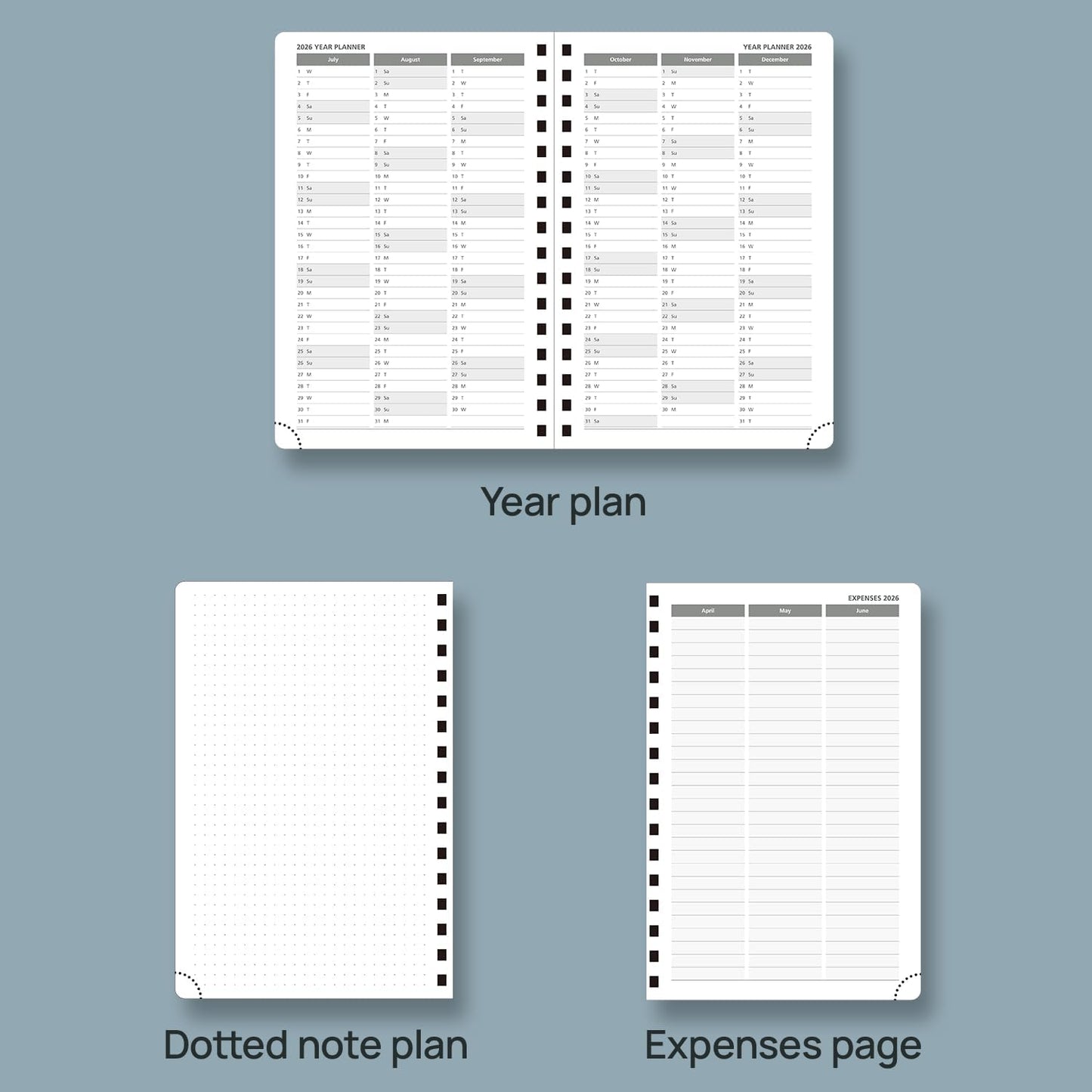 POPRUN 2026 Daily Planner One Page A Day - [8.5" x 5.75" Wire-Bound Hard Cover] Agenda 2026 Hourly Appointment Book with Monthly Calendar, Inner Pocket, Ivory Paper - Light Yellow