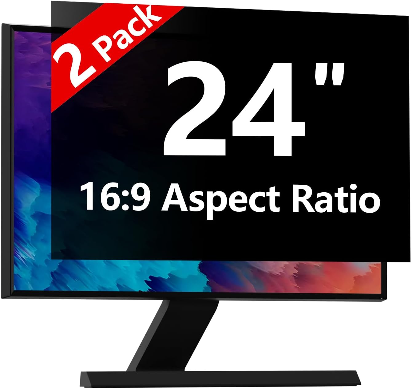 【2-Pack】24 Inch Computer Privacy Screen for 16:9 Monitors with Anti-Spy Anti-Glare Filter, Blue Light Blocking & Eye Protection, Removable Anti-Scratch HD Clarity Screen Protector